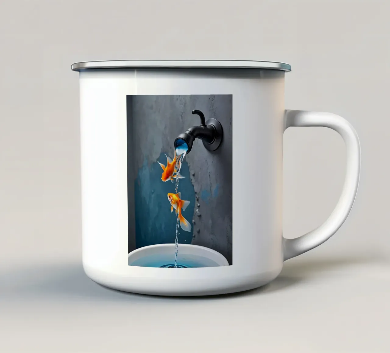 Wasserhahn spuckt Goldfische tazza in smalto da kosinsart.gallery