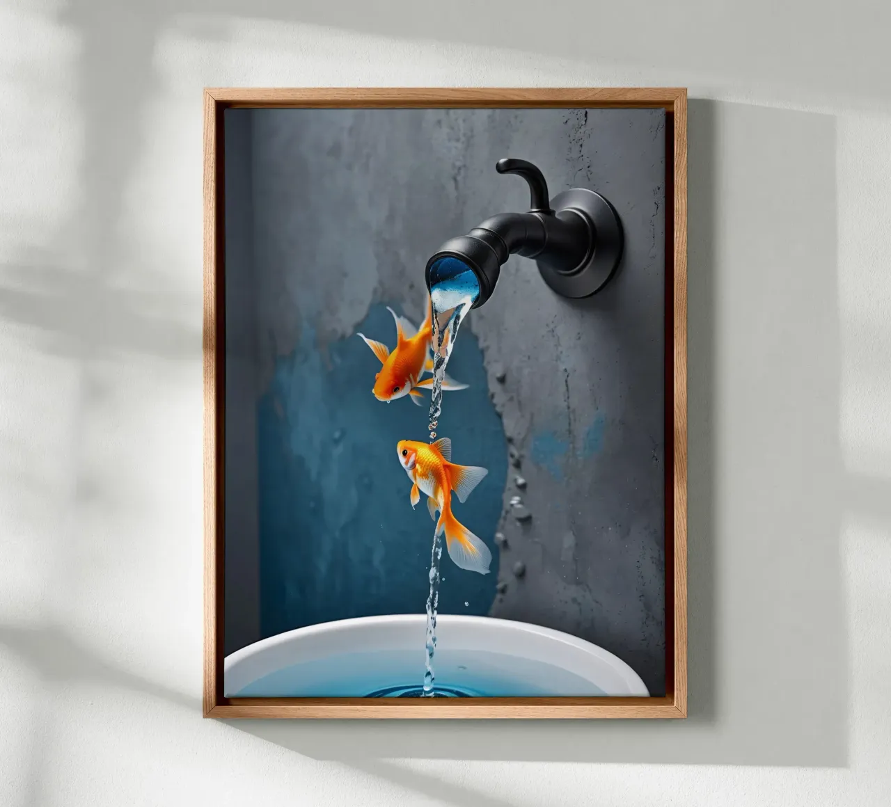 Wasserhahn spuckt Goldfische Leinwand von kosinsart.gallery