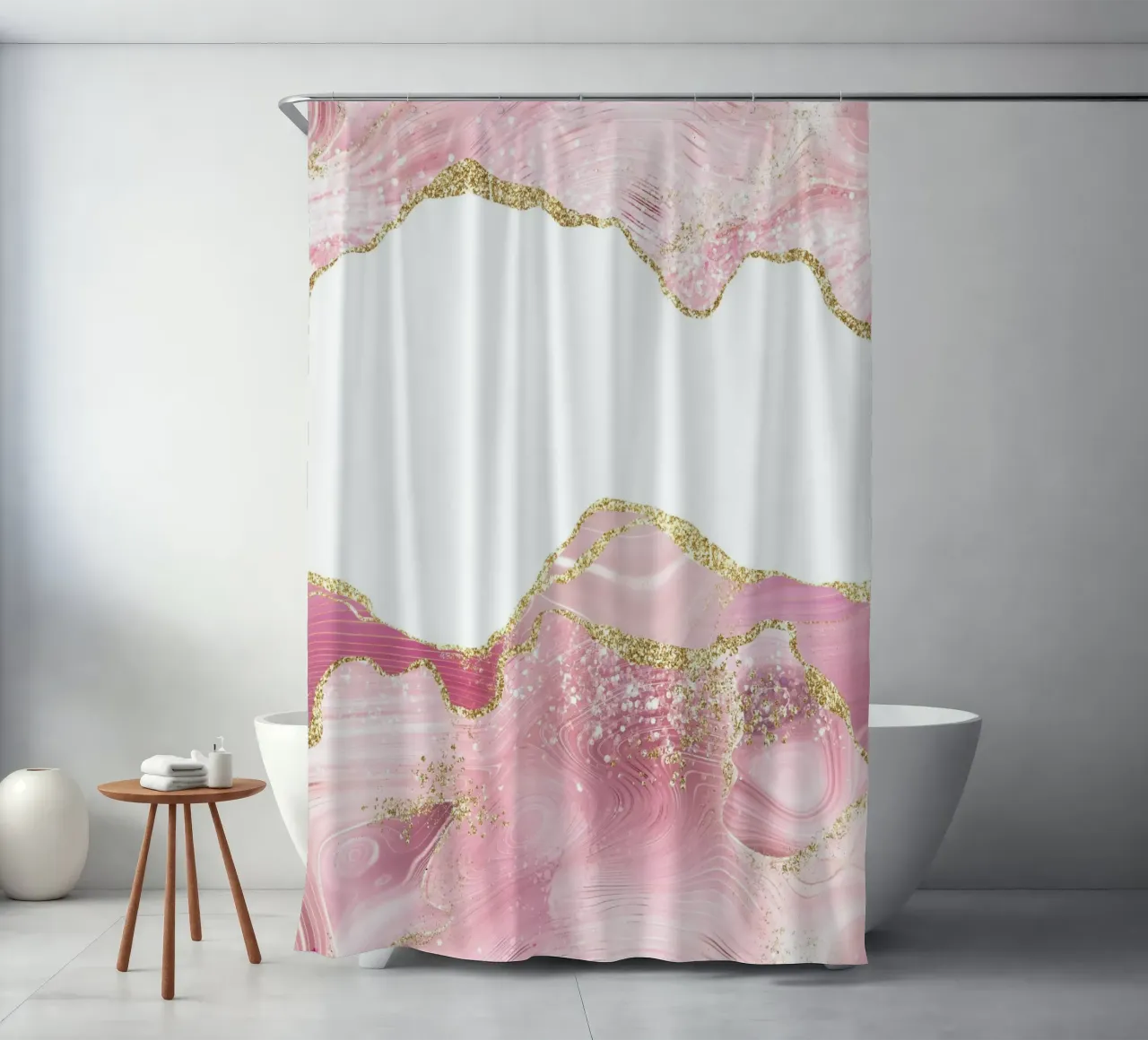 Agata glitterata rosa e oro Texture 07 tenda da doccia da Gemstone Textures