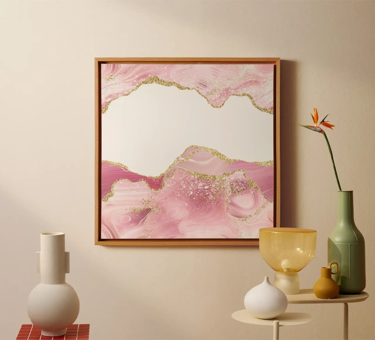 Agata glitterata rosa e oro Texture 07 tela con Cornice a cassetta da Gemstone Textures