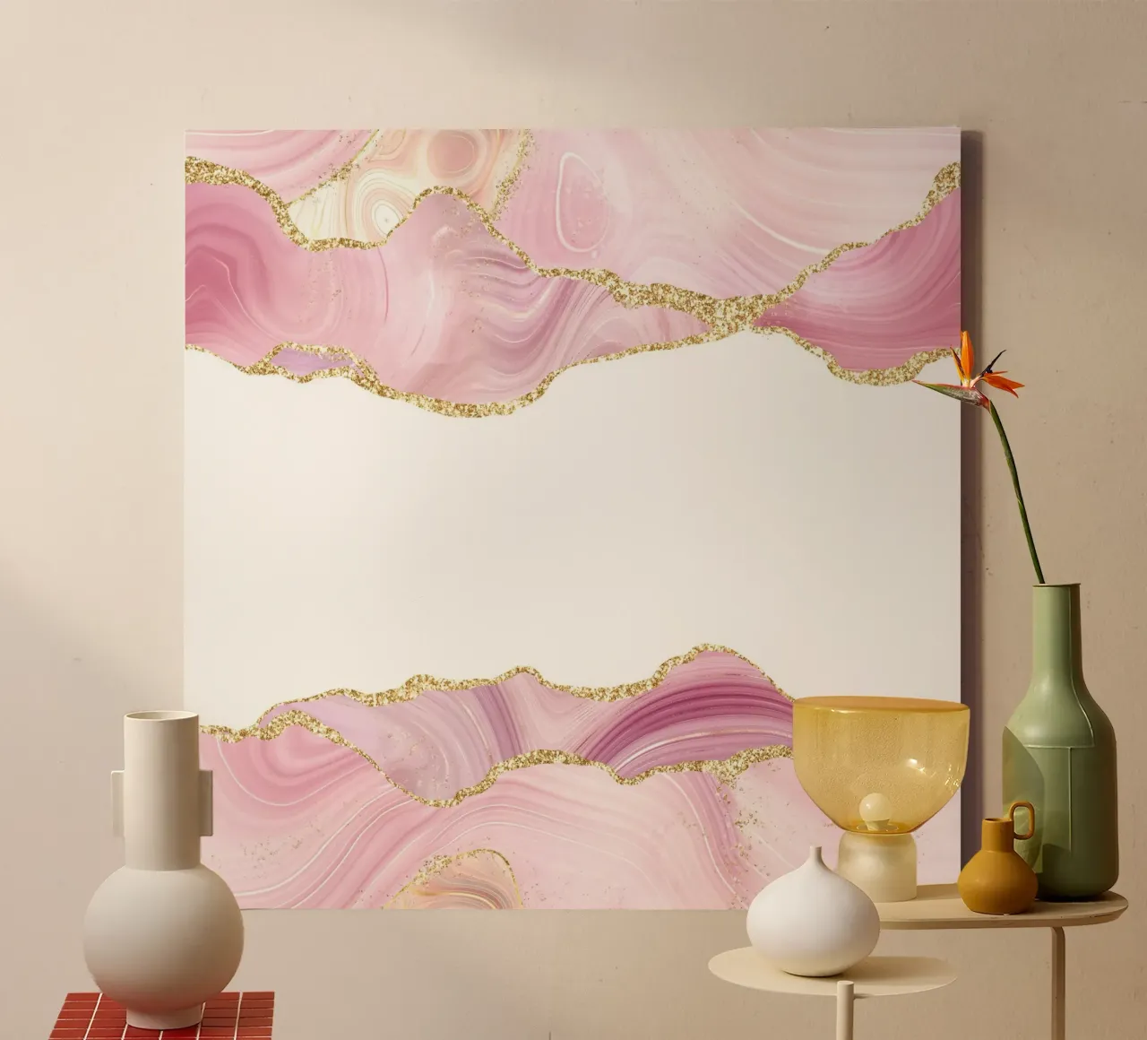 Agata glitterata rosa e oro Texture 08 tela con Cornice a cassetta da Gemstone Textures
