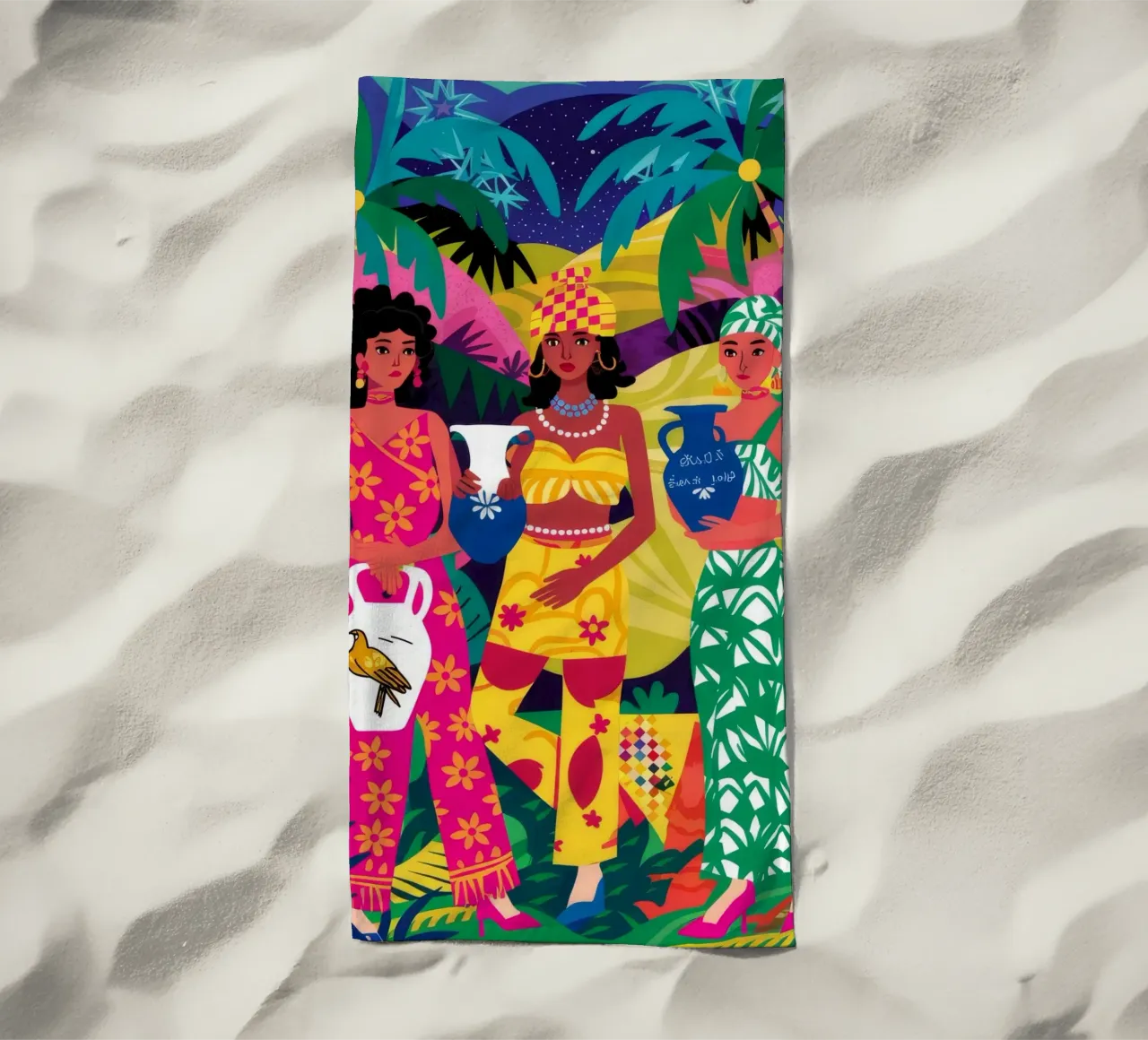 Vibrant Sisterhood Unity beach towel by Ivory Frame