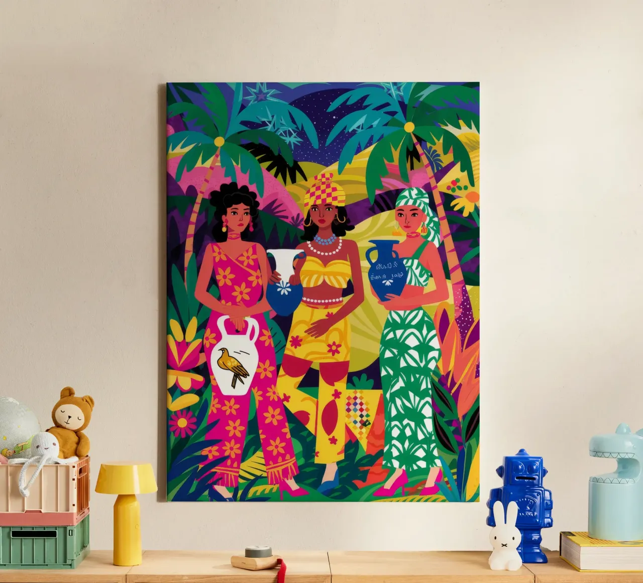 Vibrant Sisterhood Unity canvas by Ivory Frame