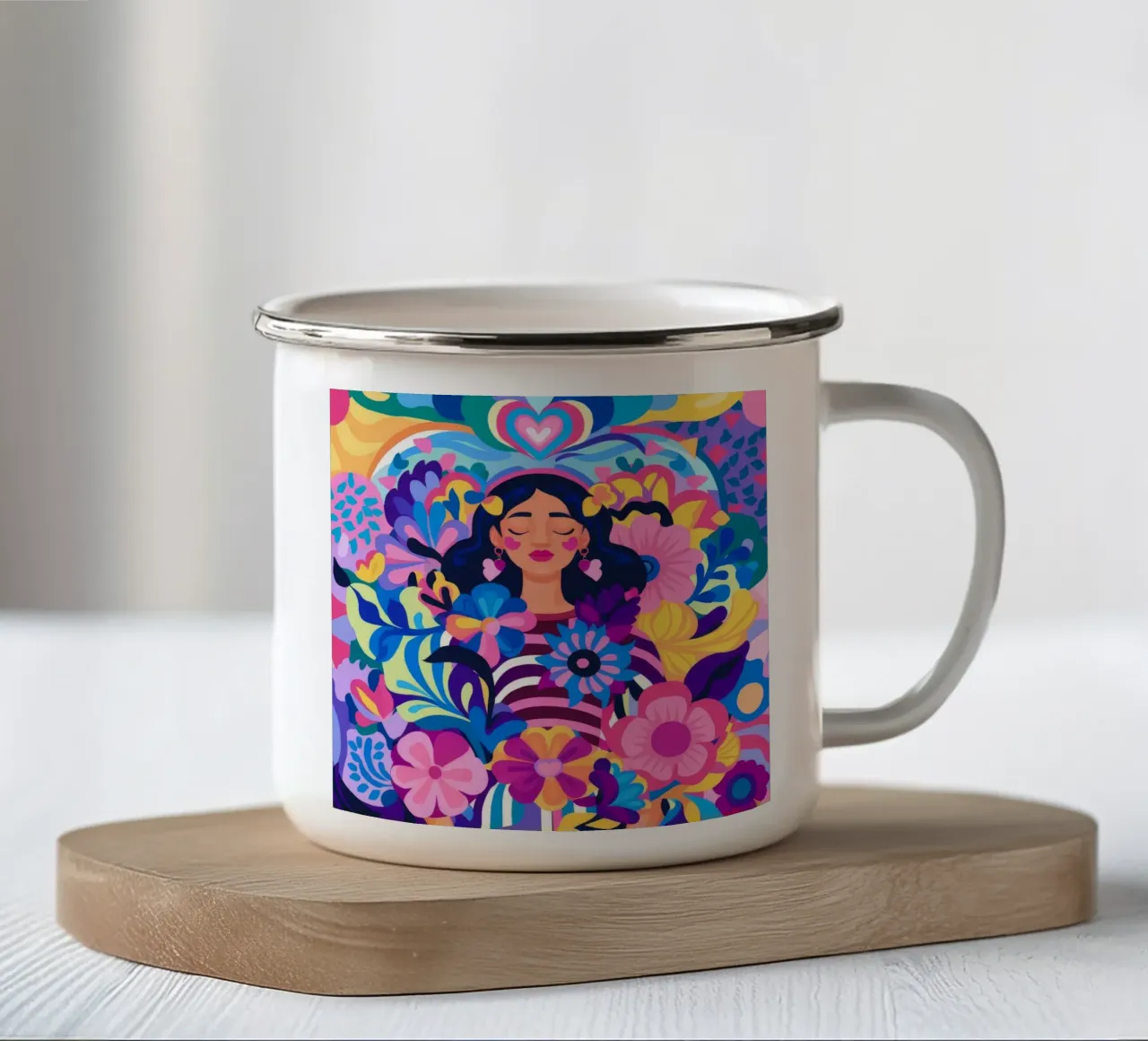 Armonia floreale tazza in smalto da Ivory Frame