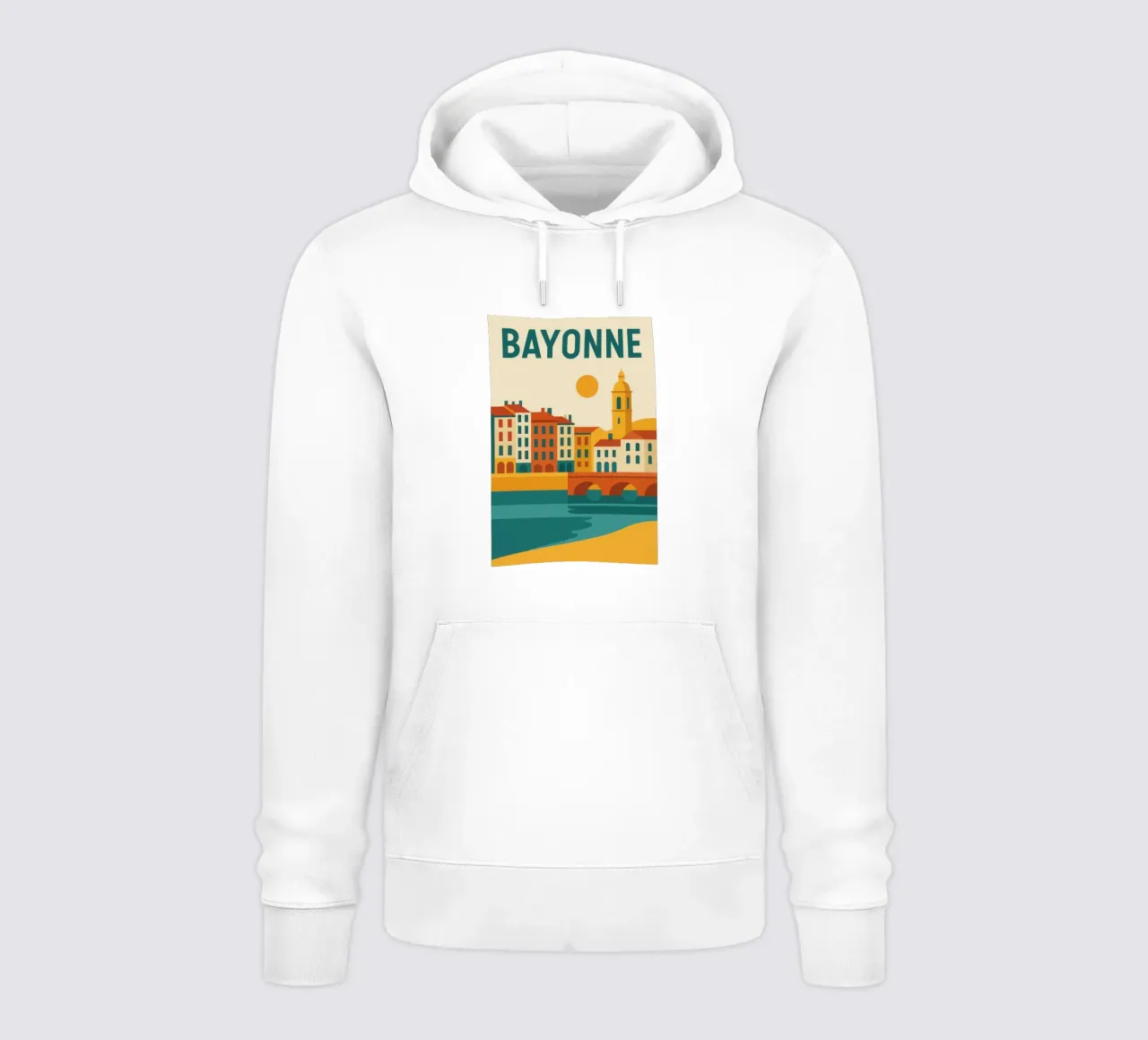 Bayonne - Tra fiume e facciata, un'aria da sud-ovest felpa con cappuccio da JETLAG | affiches voyage
