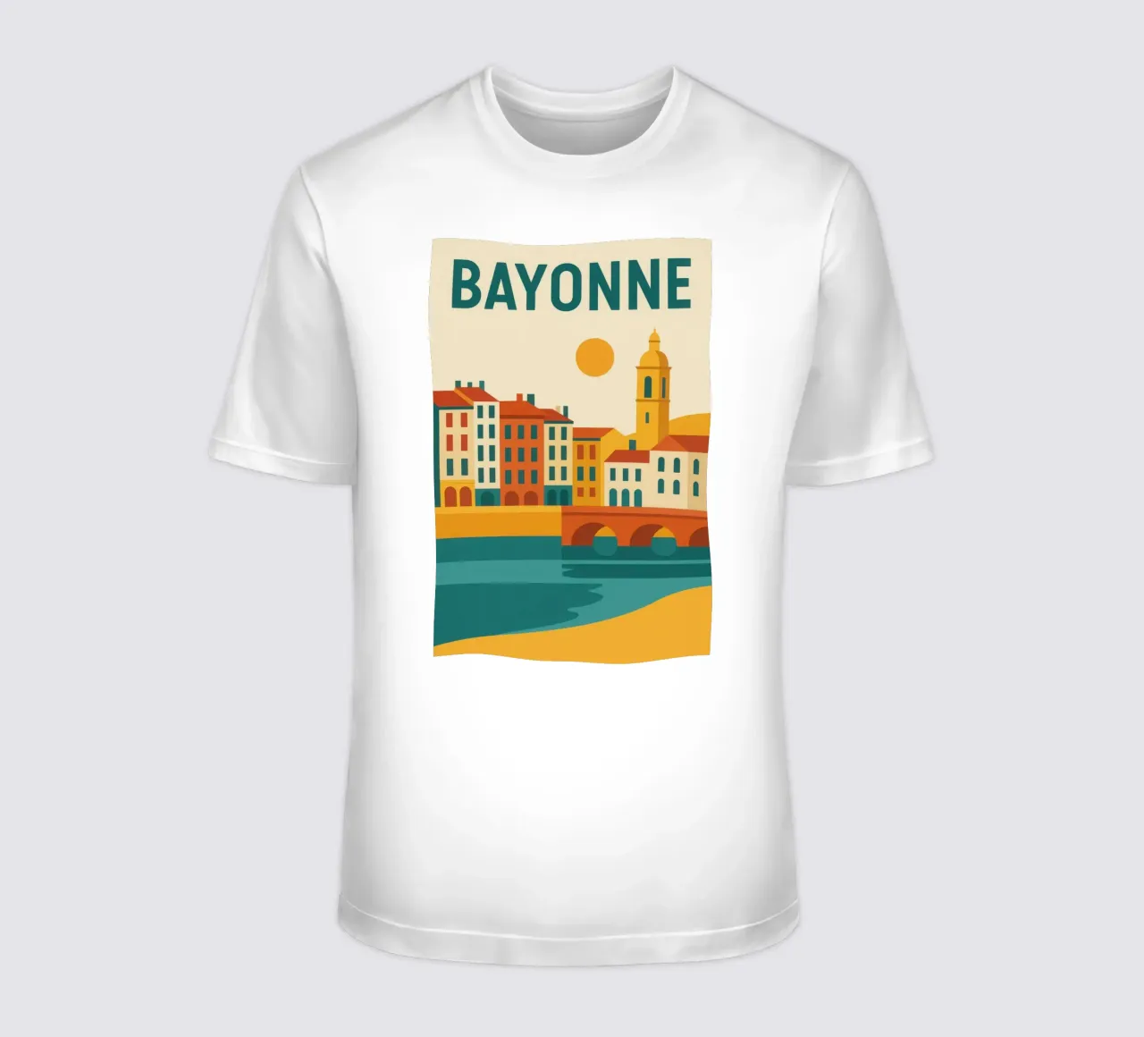 Bayonne - Tra fiume e facciata, un'aria da sud-ovest t-shirt da JETLAG | affiches voyage