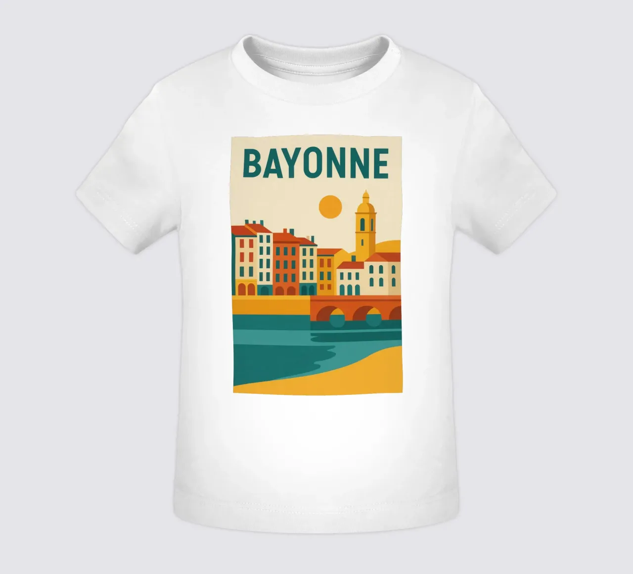 Bayonne - Tra fiume e facciata, un'aria da sud-ovest maglietta neonato da JETLAG | affiches voyage