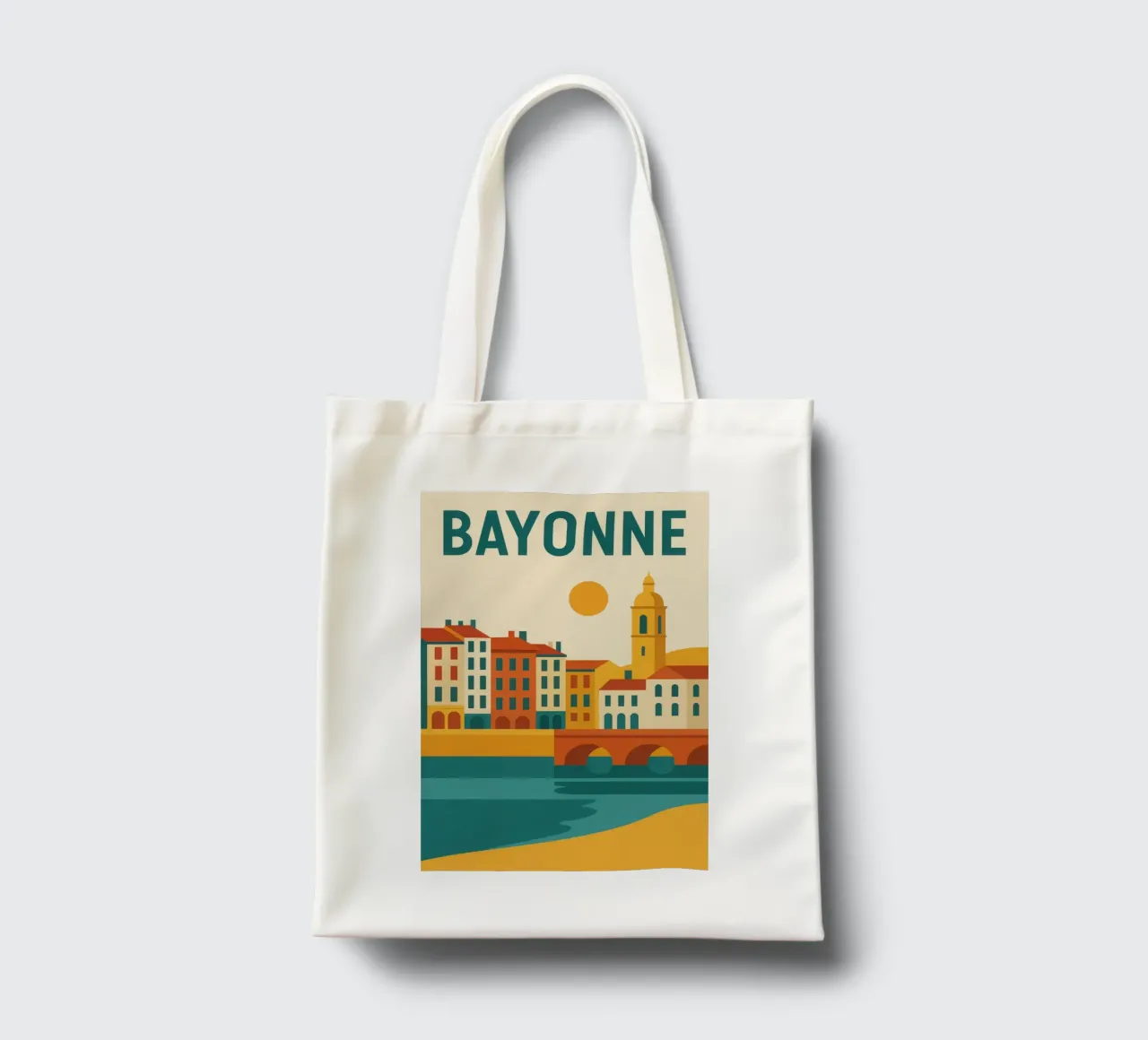 Bayonne - Tra fiume e facciata, un'aria da sud-ovest borsa in juta da JETLAG | affiches voyage