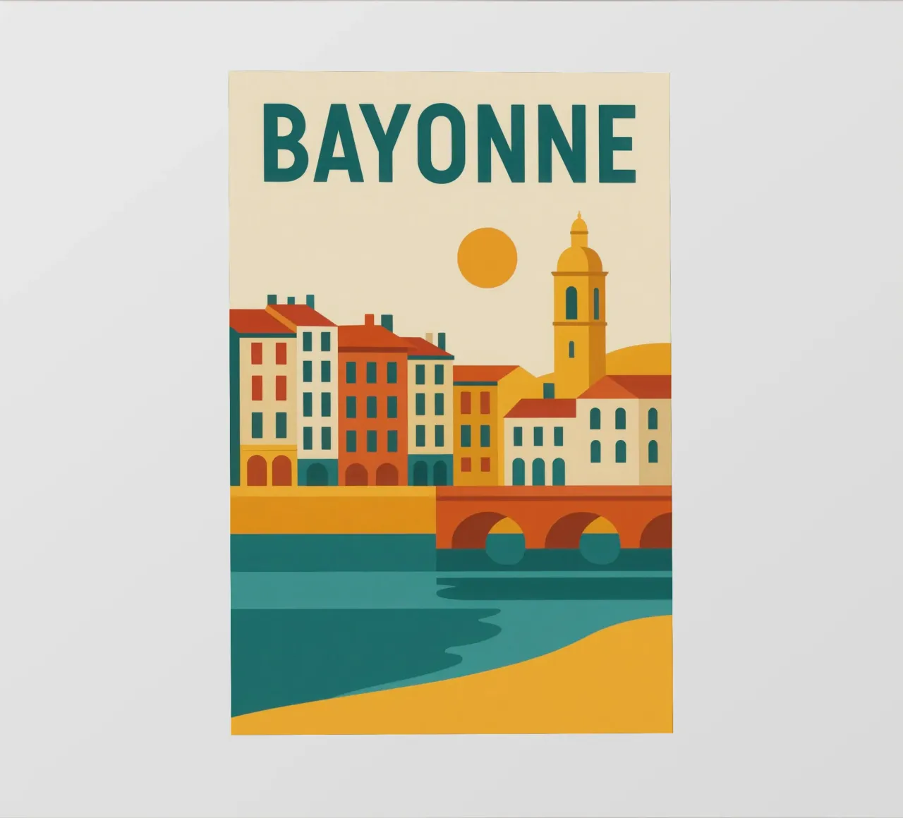 Bayonne - Tra fiume e facciata, un'aria da sud-ovest pellicola backlit da JETLAG | affiches voyage