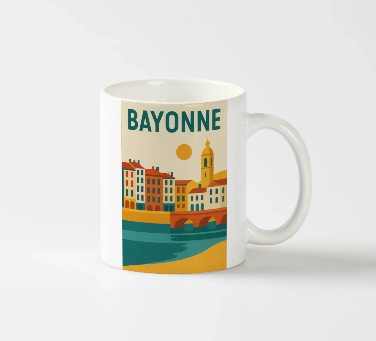 Bayonne - Tra fiume e facciata, un'aria da sud-ovest tazza in ceramica da JETLAG | affiches voyage