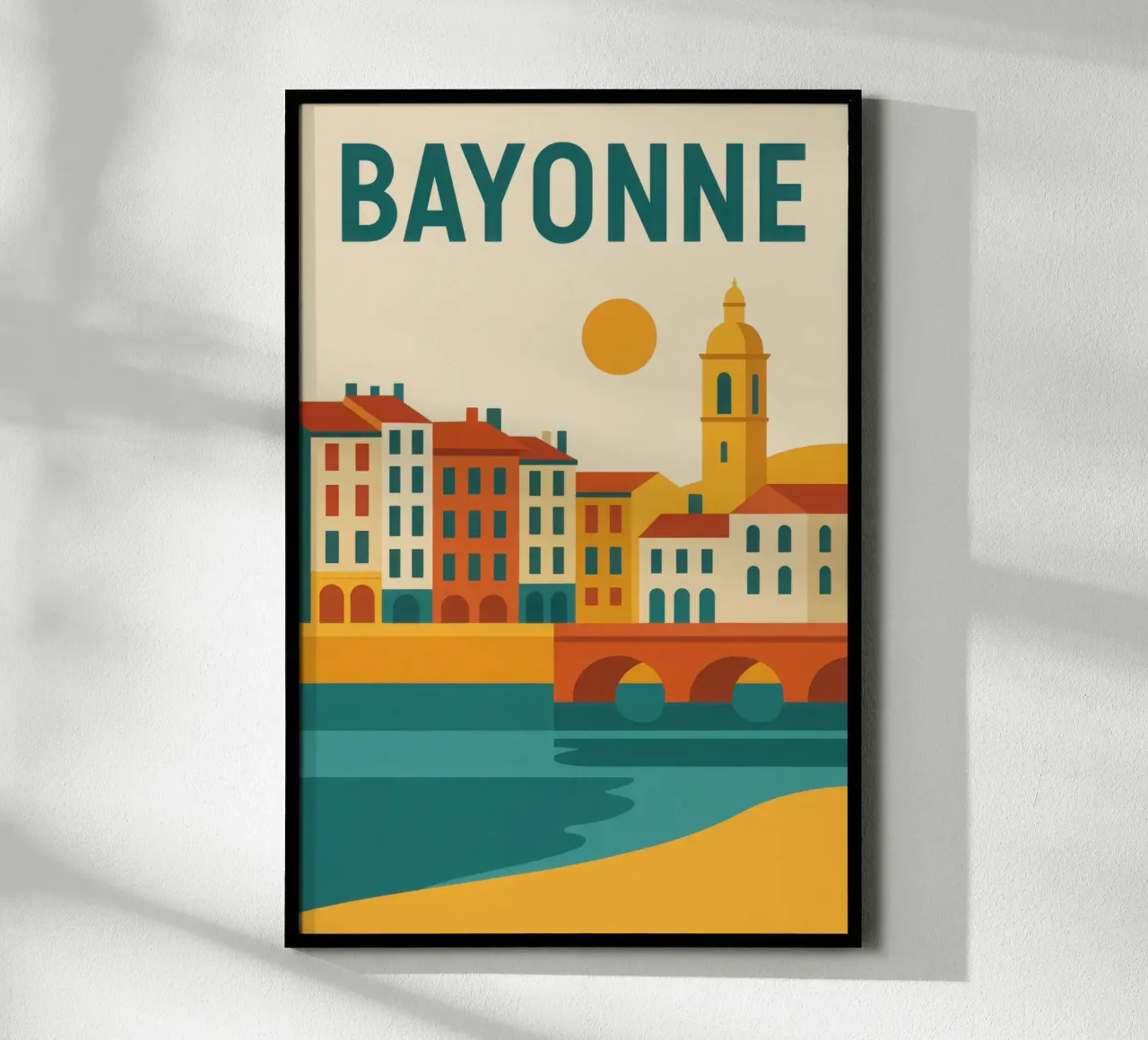 Bayonne - Tra fiume e facciata, un'aria da sud-ovest carta hahnemühle da JETLAG | affiches voyage