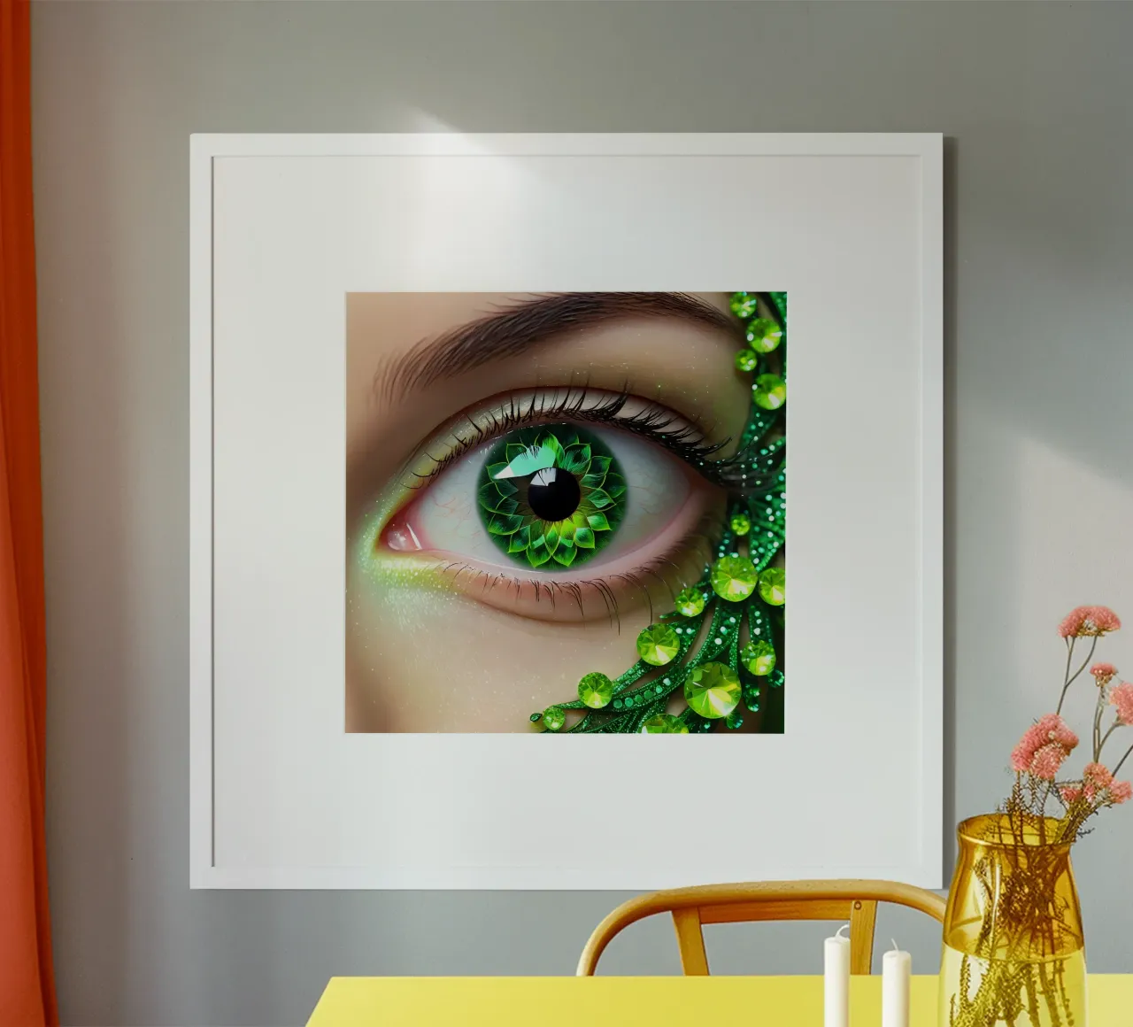 Grünes Auge poster con telaio in legno da kosinsart.gallery