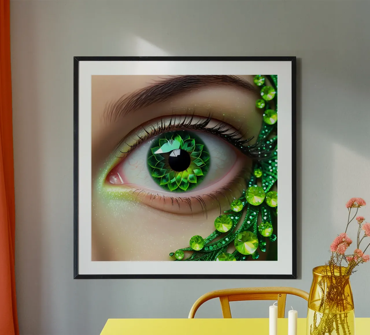 Grünes Auge poster con telaio in legno da kosinsart.gallery