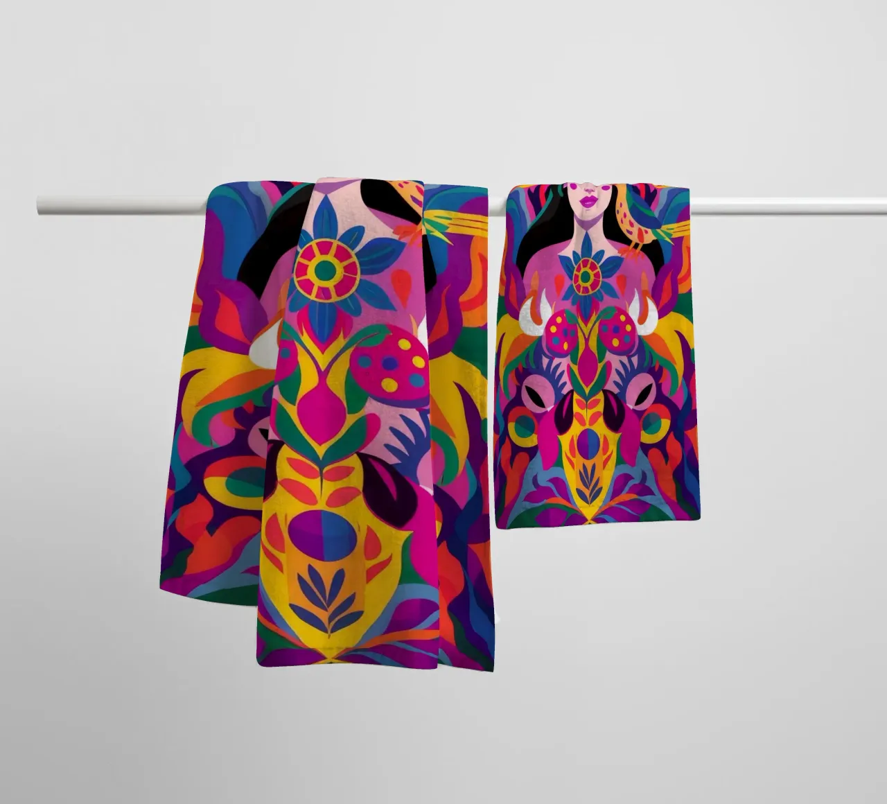 Kaleidoscopic Pattern Fusion towel by Ivory Frame