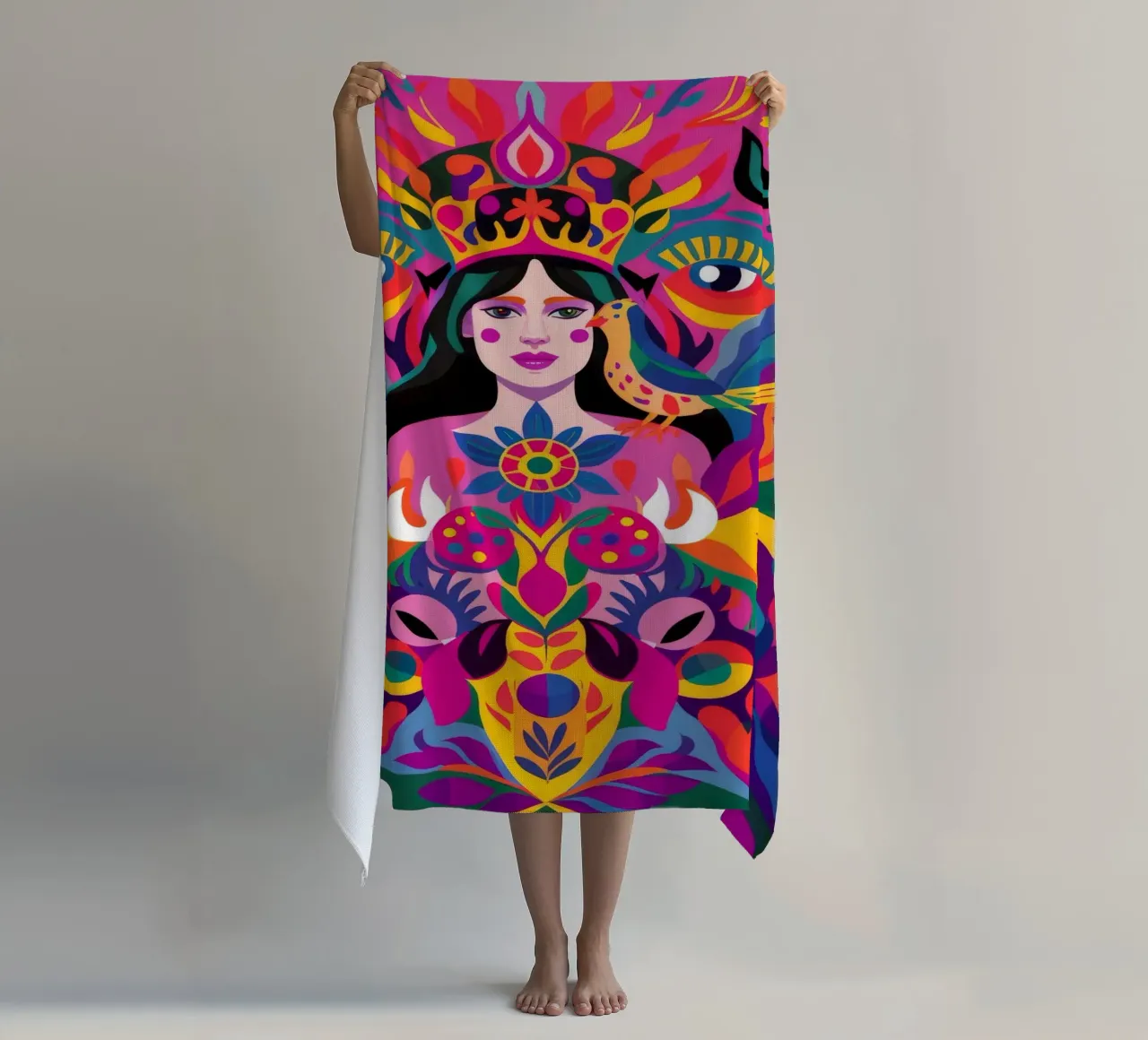 Kaleidoscopic Pattern Fusion beach towel by Ivory Frame