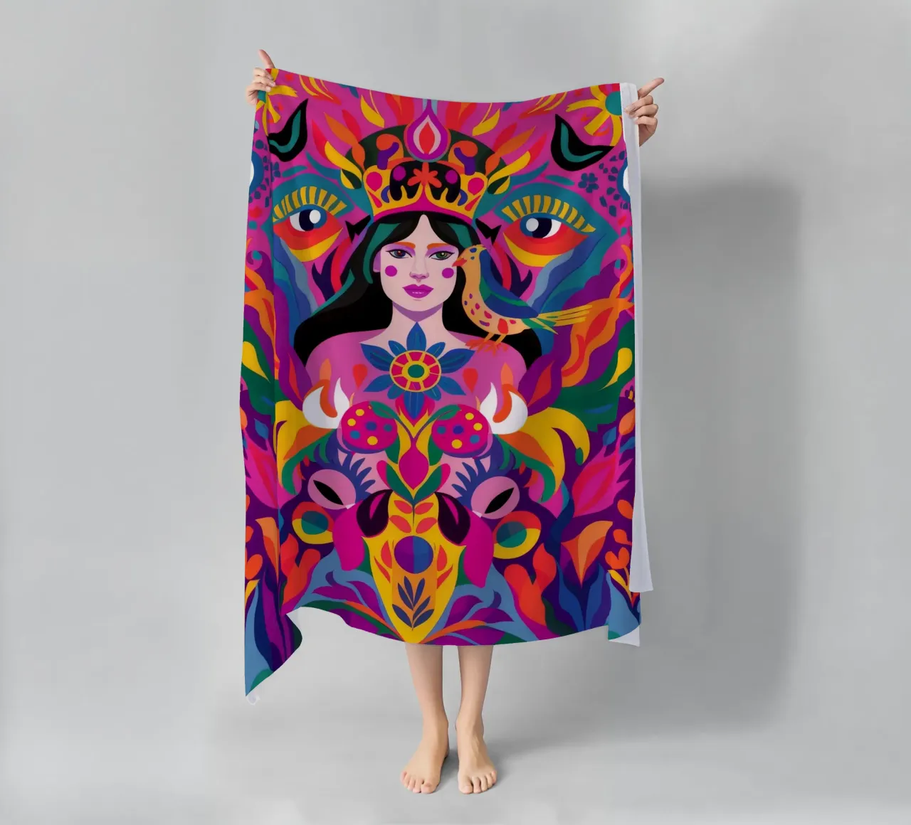 Kaleidoscopic Pattern Fusion beach towel by Ivory Frame