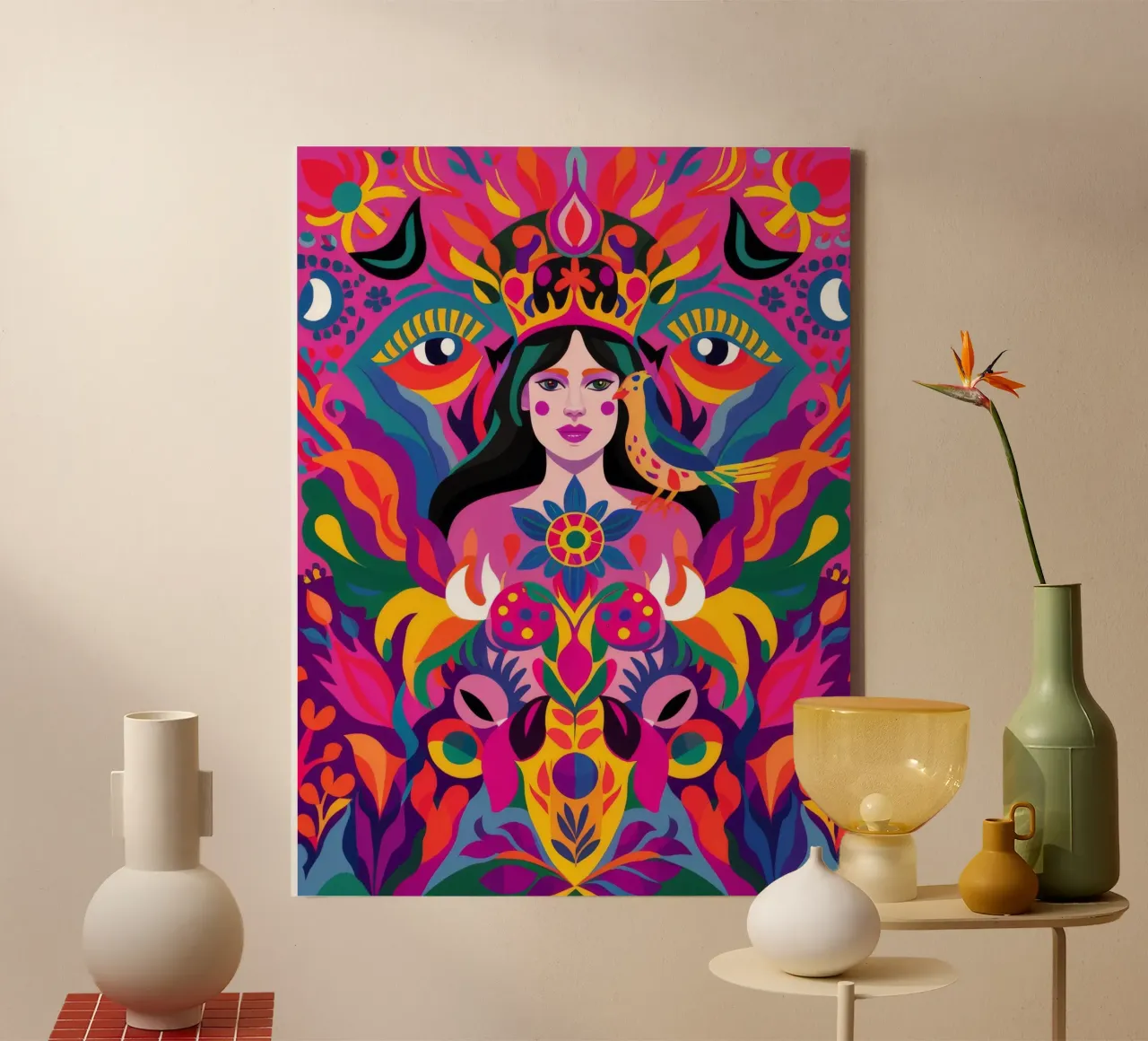 Kaleidoscopic Pattern Fusion canvas by Ivory Frame