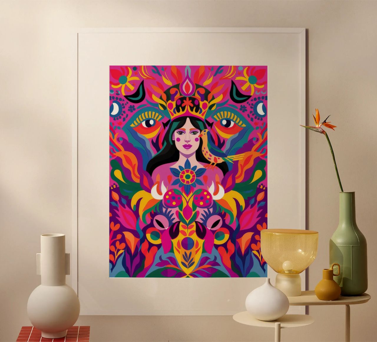 Fusion de motifs kaléidoscopiques poster de Ivory Frame