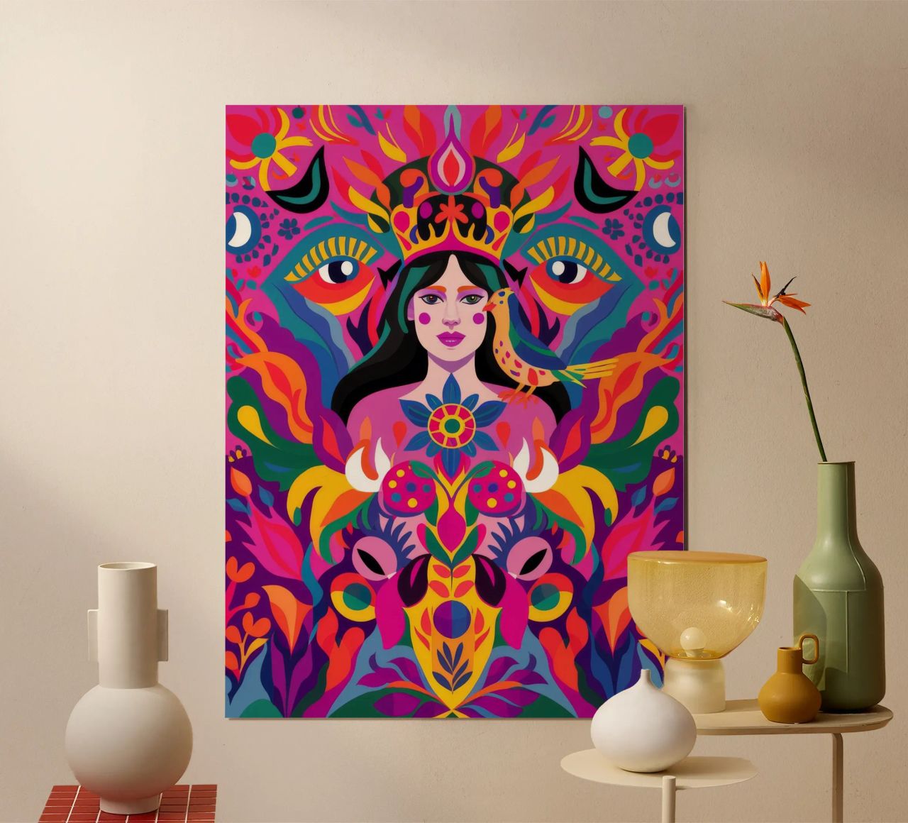 Fusion de motifs kaléidoscopiques poster de Ivory Frame