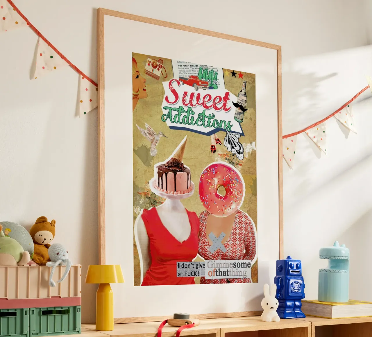 Sweet Addictions poster con telaio in plastica da Design by Soph