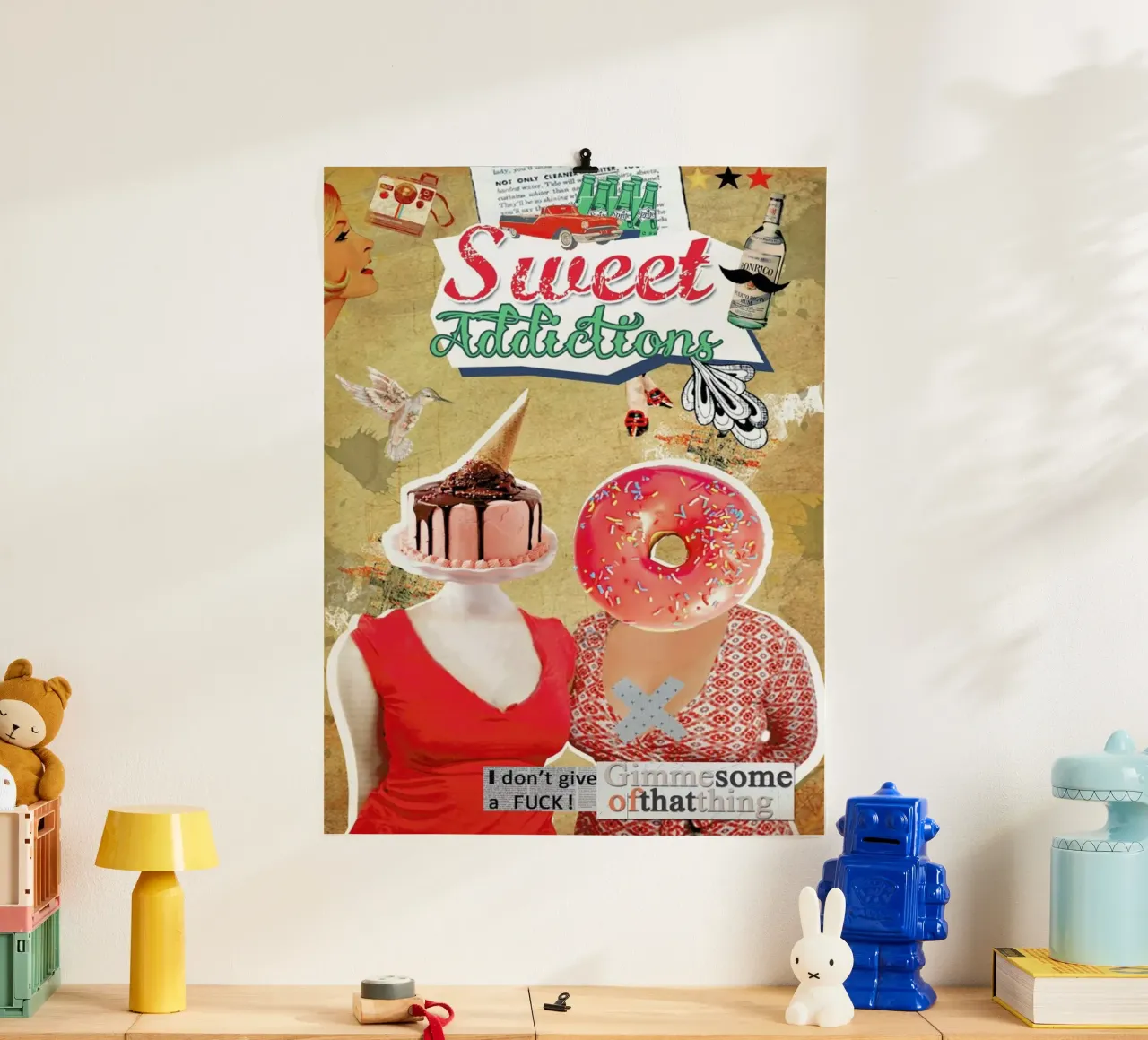 Sweet Addictions poster con telaio in plastica da Design by Soph
