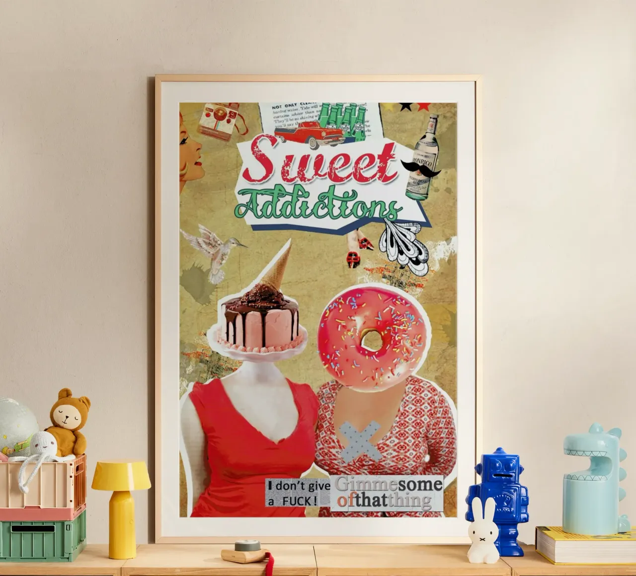 Sweet Addictions poster con telaio in plastica da Design by Soph