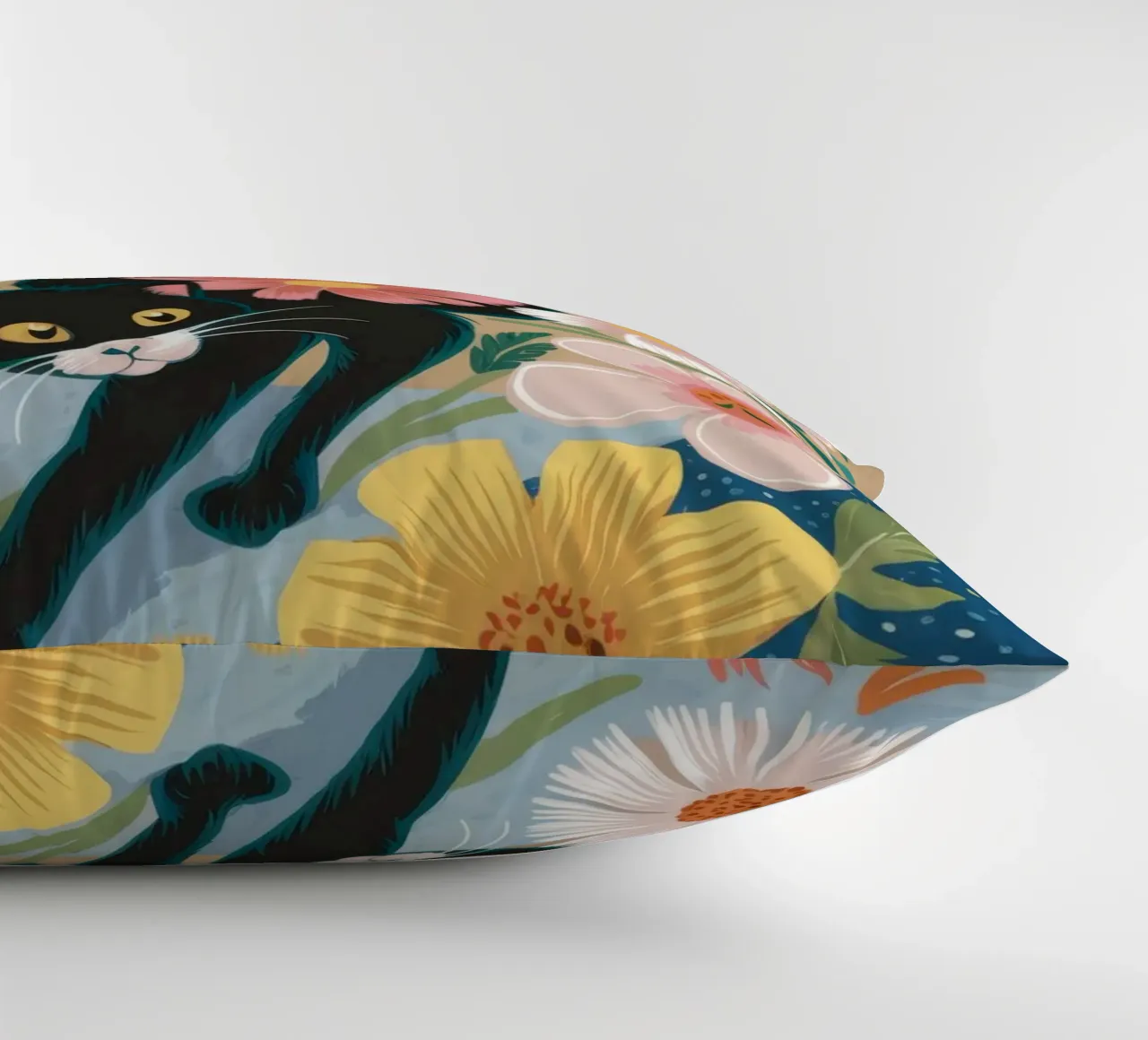 Playful Floral Cat decorative cushion by Ivory Frame