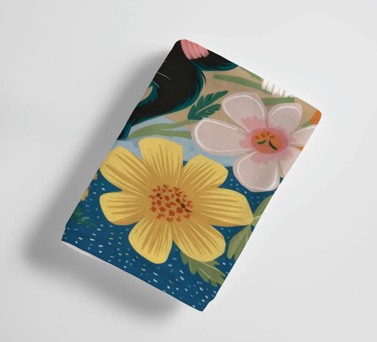 Playful Floral Cat towel by Ivory Frame