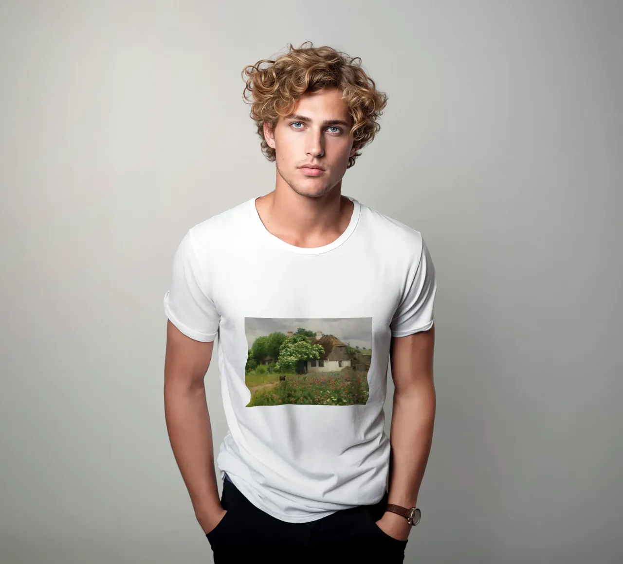 Hans Andersen Brendekilde:  Fattoria con prato fiorito t-shirt da ARTOTHEK