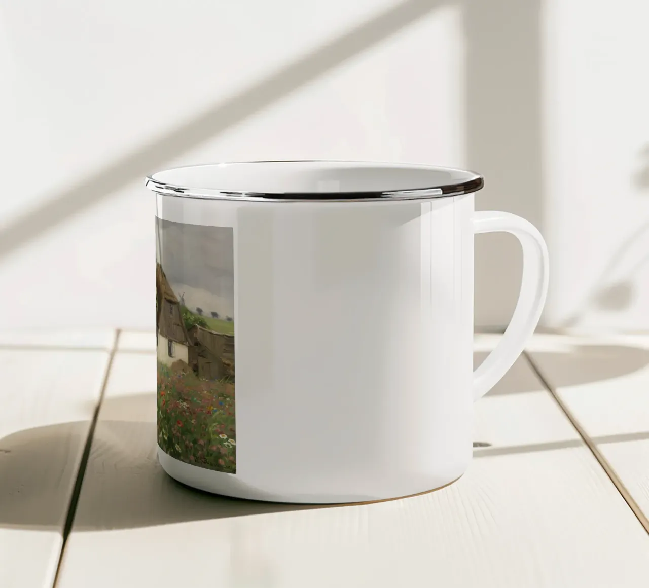 Hans Andersen Brendekilde:  Fattoria con prato fiorito tazza in smalto da ARTOTHEK