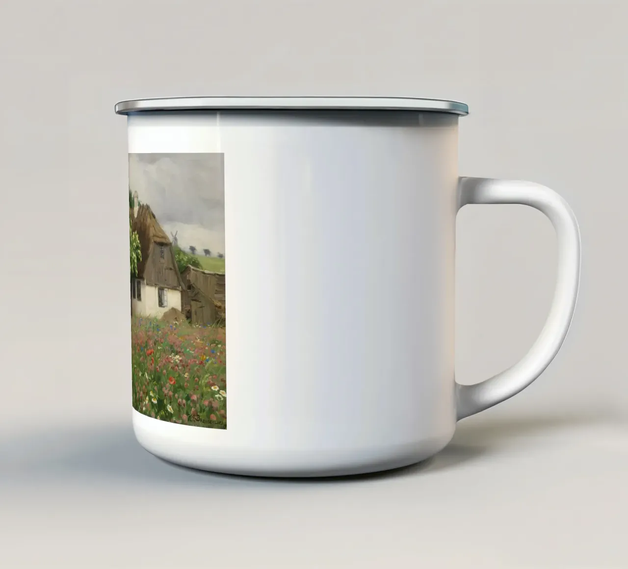 Hans Andersen Brendekilde:  Fattoria con prato fiorito tazza in smalto da ARTOTHEK
