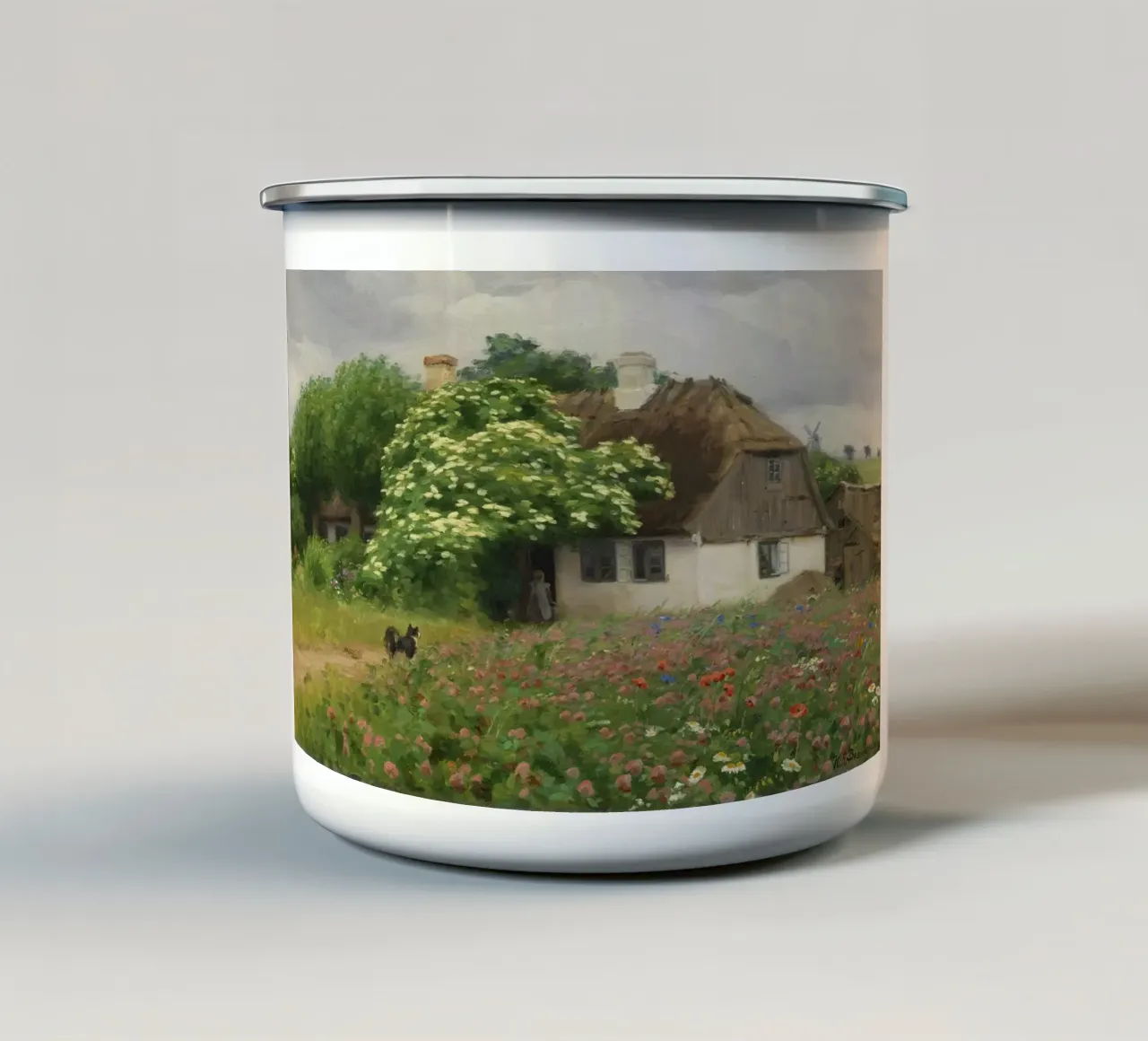 Hans Andersen Brendekilde:  Fattoria con prato fiorito tazza in smalto da ARTOTHEK