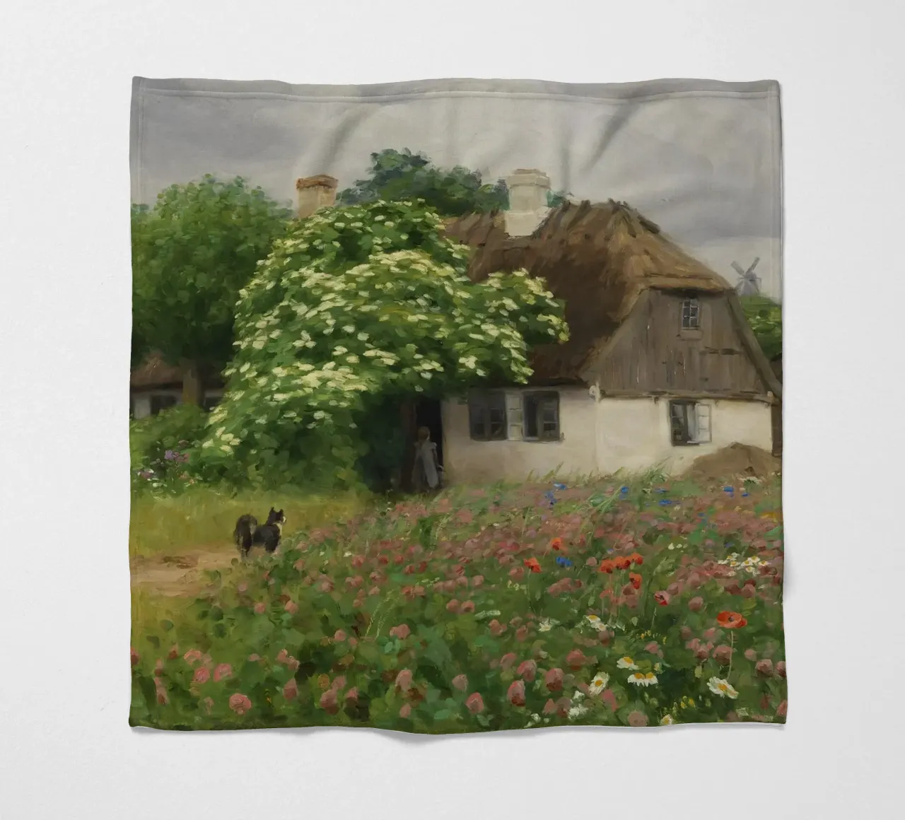 Hans Andersen Brendekilde:  Fattoria con prato fiorito coperta in pile da ARTOTHEK