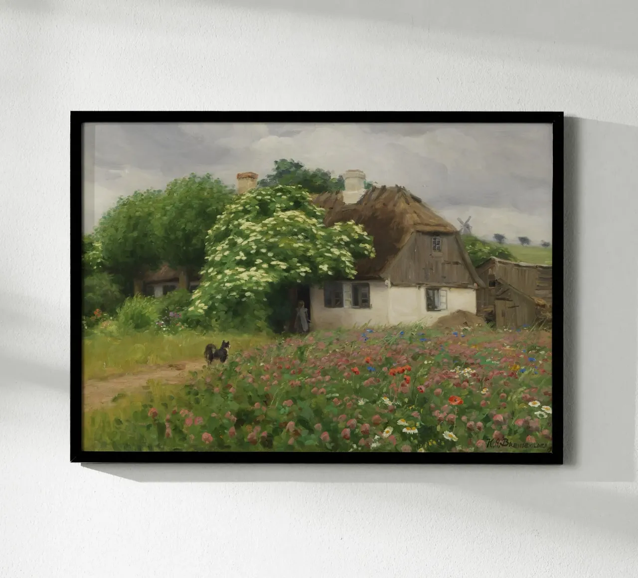 Hans Andersen Brendekilde:  Fattoria con prato fiorito carta hahnemühle da ARTOTHEK