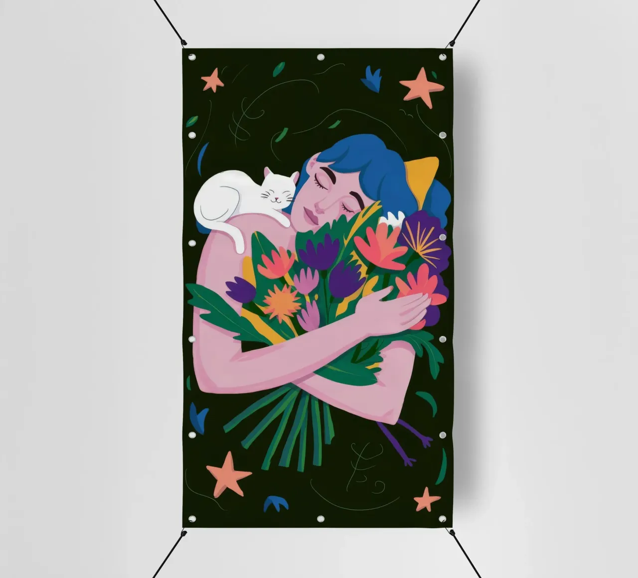 Abbraccio floreale Serenità telo in pvc da Ivory Frame