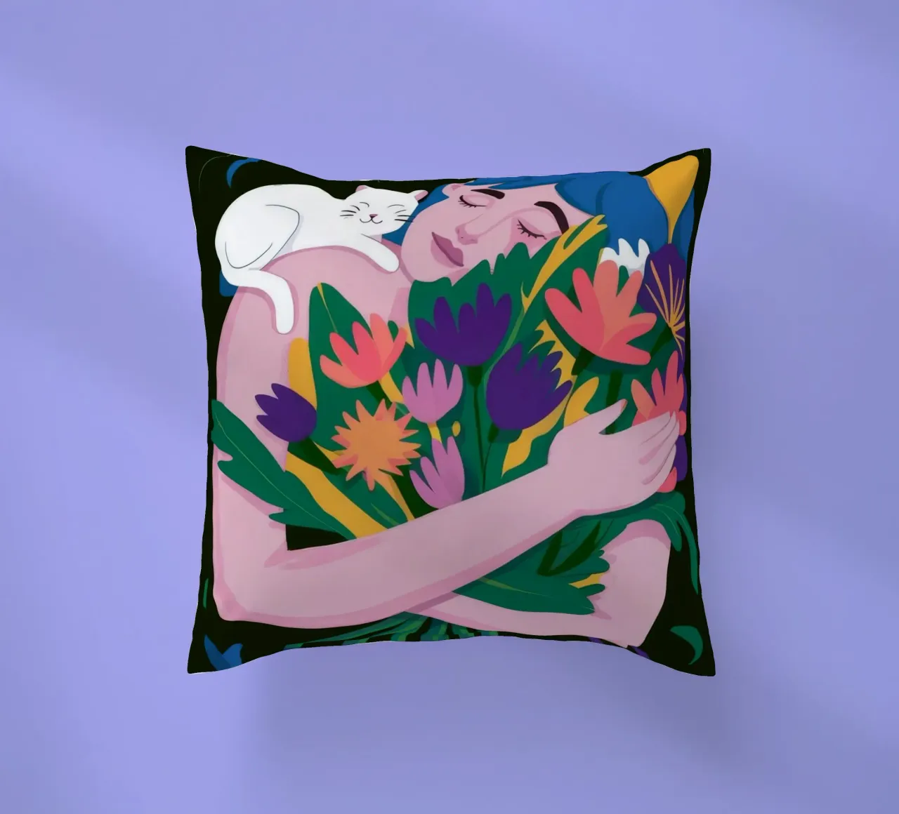 Floral Embrace Serenity decorative cushion by Ivory Frame
