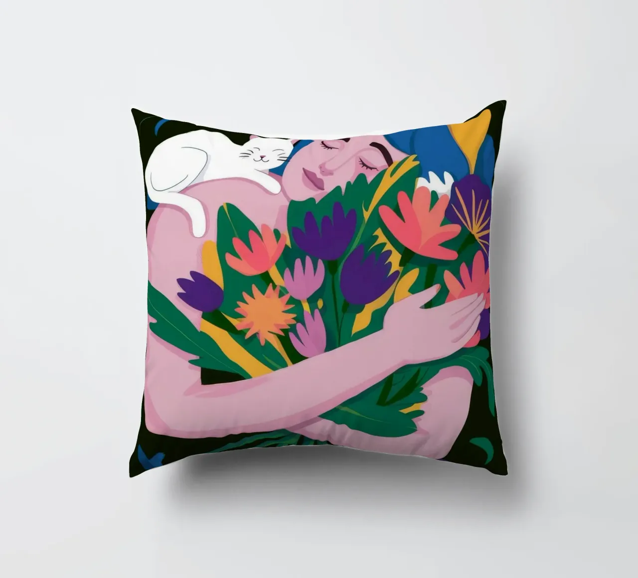 Floral Embrace Serenity decorative cushion by Ivory Frame