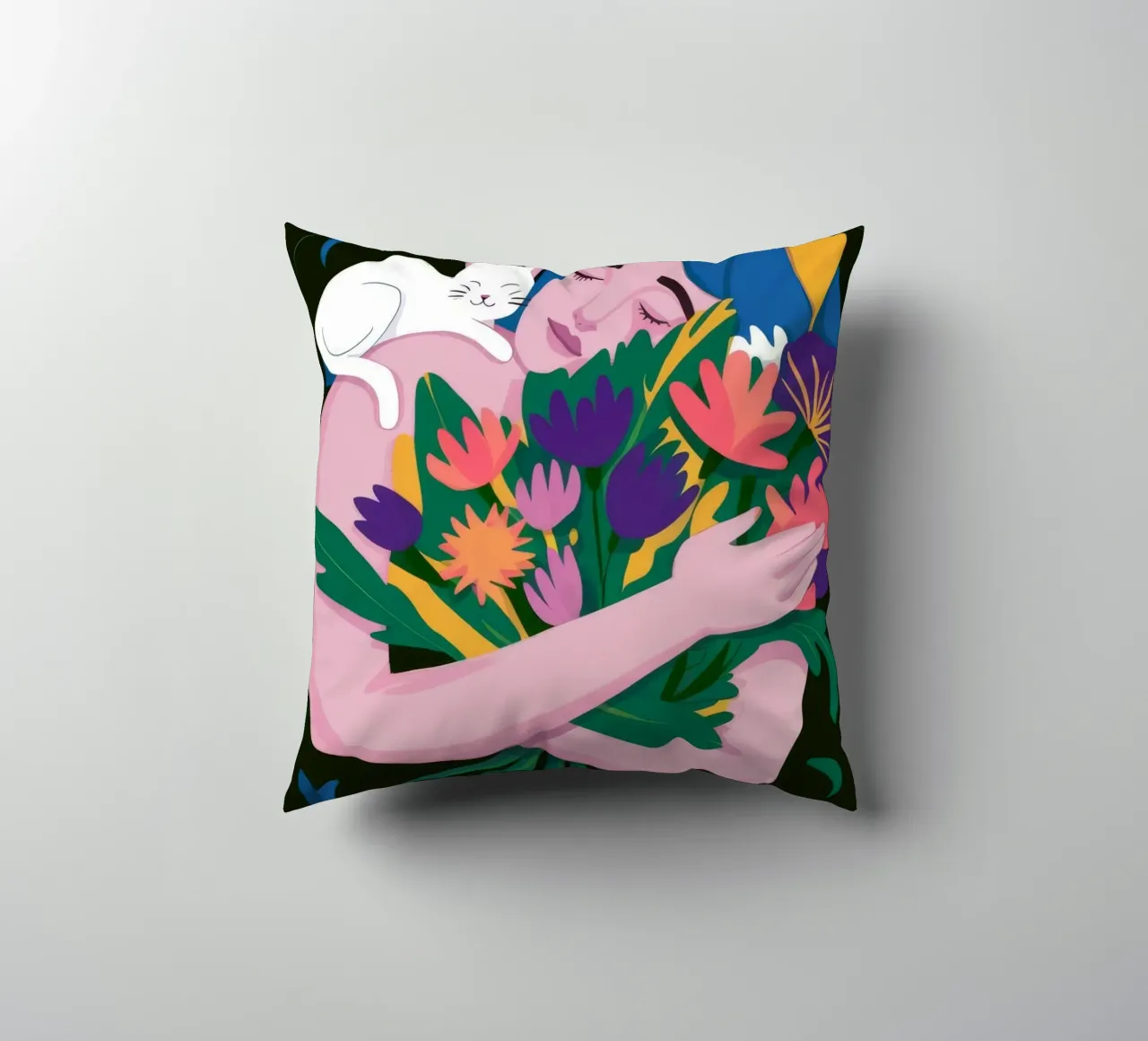 Floral Embrace Serenity decorative cushion by Ivory Frame
