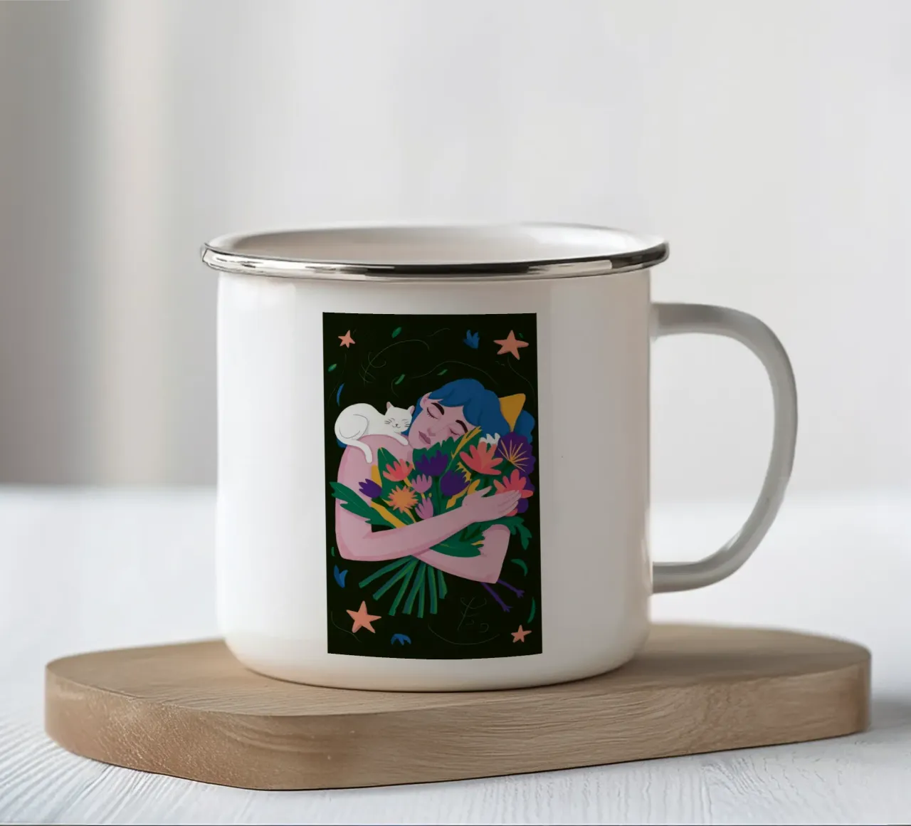 Abbraccio floreale Serenità tazza in smalto da Ivory Frame