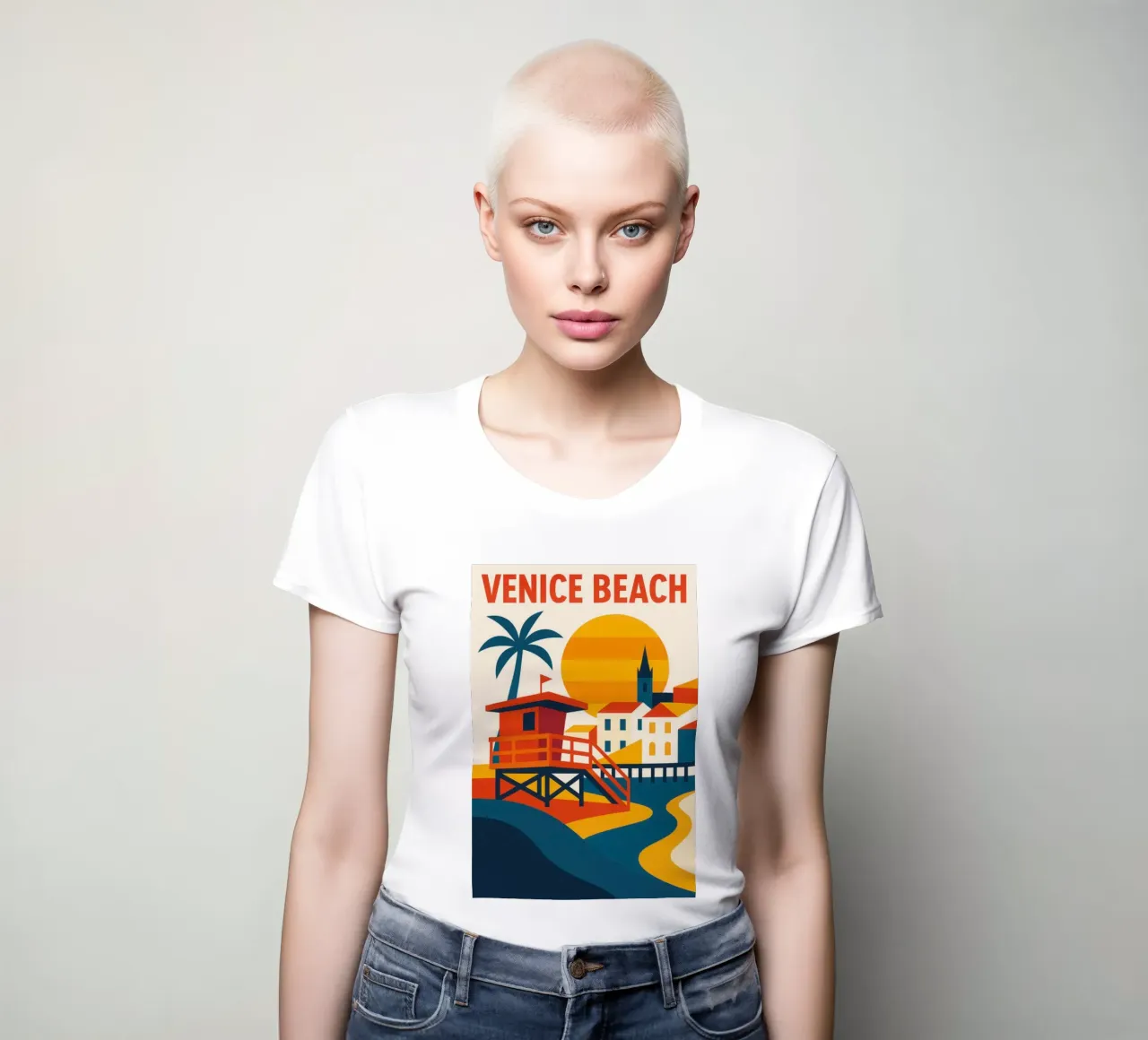 VENICE BEACH - The Californian myth in technicolour women's fitted t-shirt by JETLAG | affiches voyage