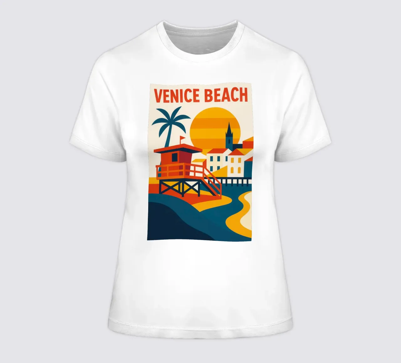 VENICE BEACH - The Californian myth in technicolour women's fitted t-shirt by JETLAG | affiches voyage