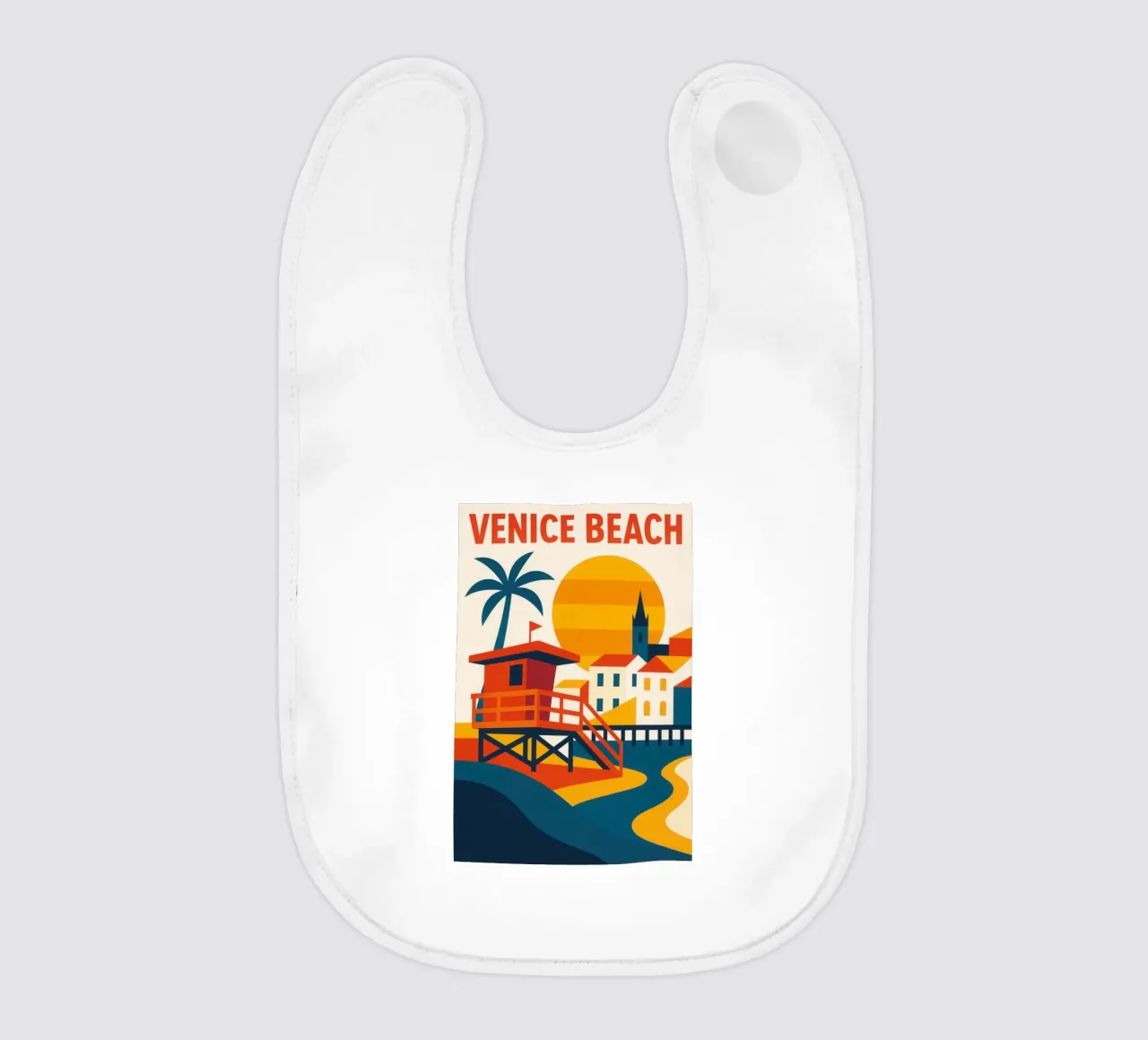 VENICE BEACH - The Californian myth in technicolour baby bib by JETLAG | affiches voyage