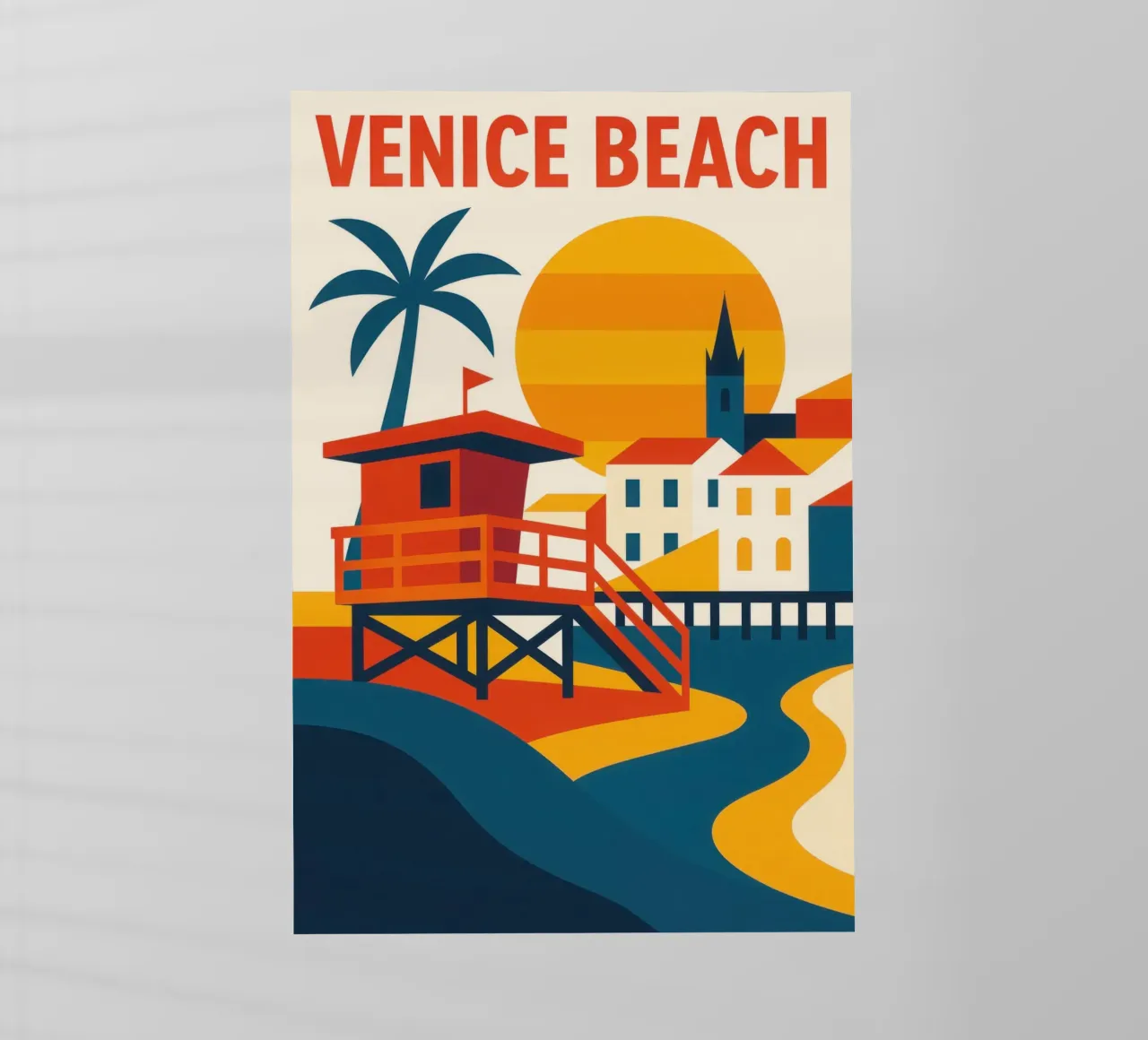 VENICE BEACH - Il mito californiano in technicolor pellicola backlit da JETLAG | affiches voyage