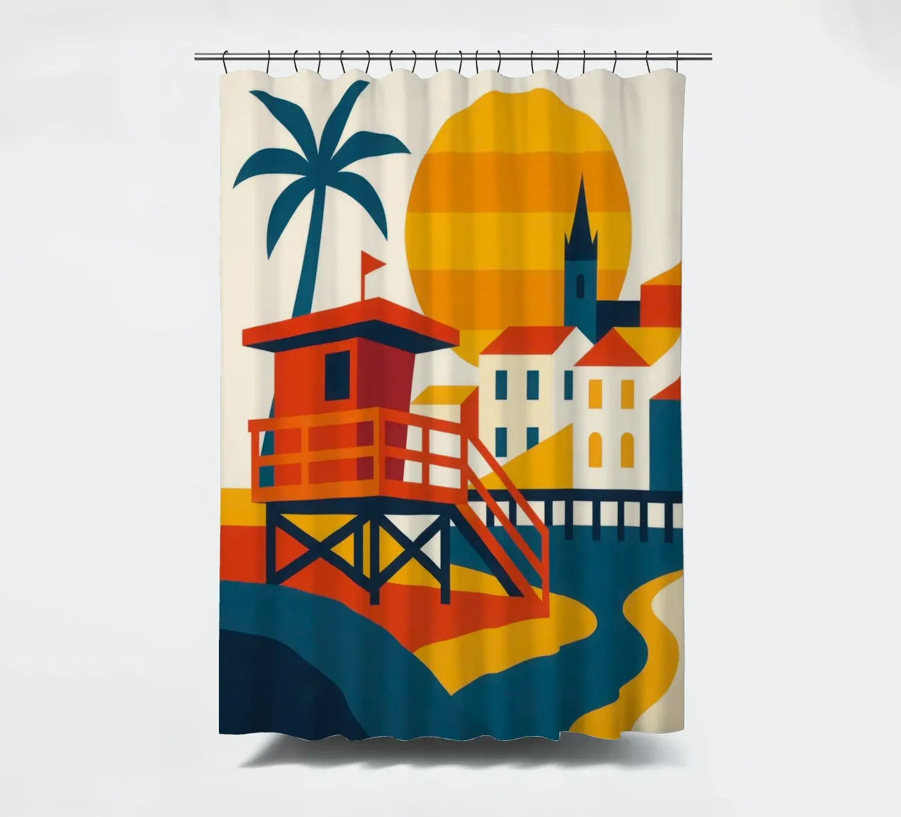 VENICE BEACH - The Californian myth in technicolour shower curtain by JETLAG | affiches voyage