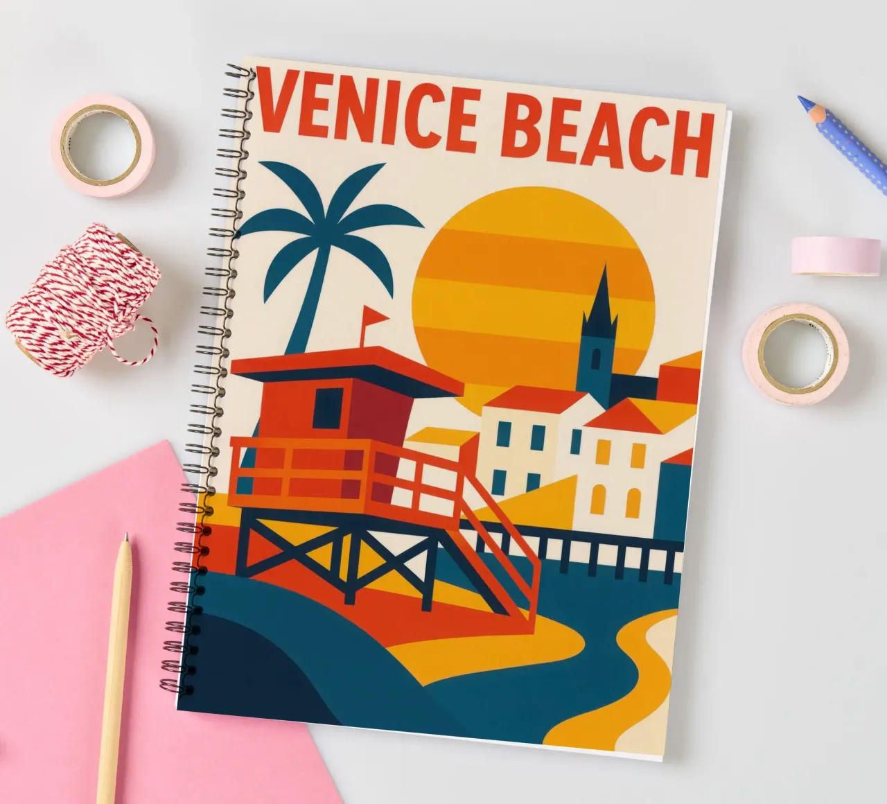 VENICE BEACH - The Californian myth in technicolour spiral notebook by JETLAG | affiches voyage