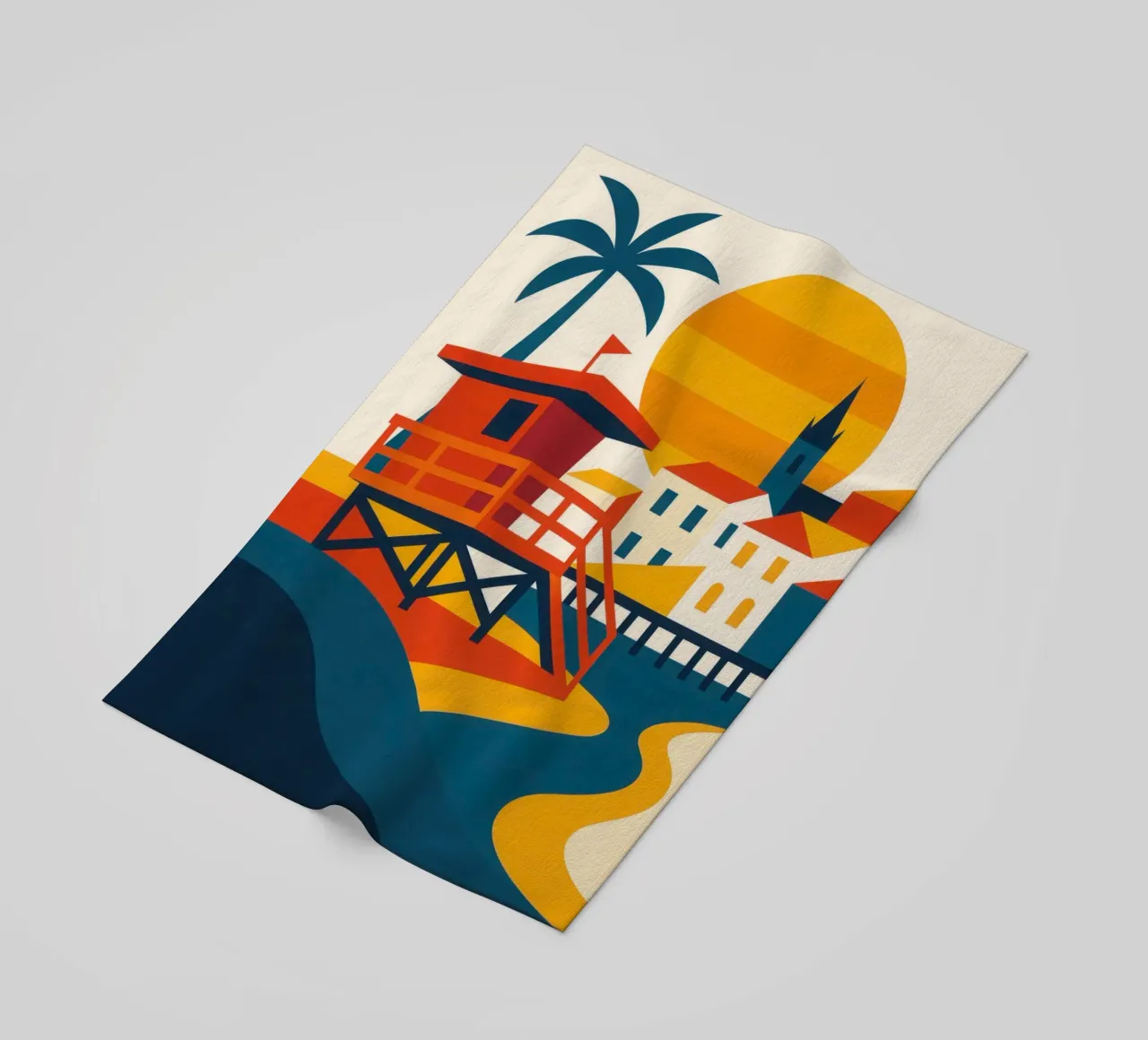VENICE BEACH - The Californian myth in technicolour beach towel by JETLAG | affiches voyage
