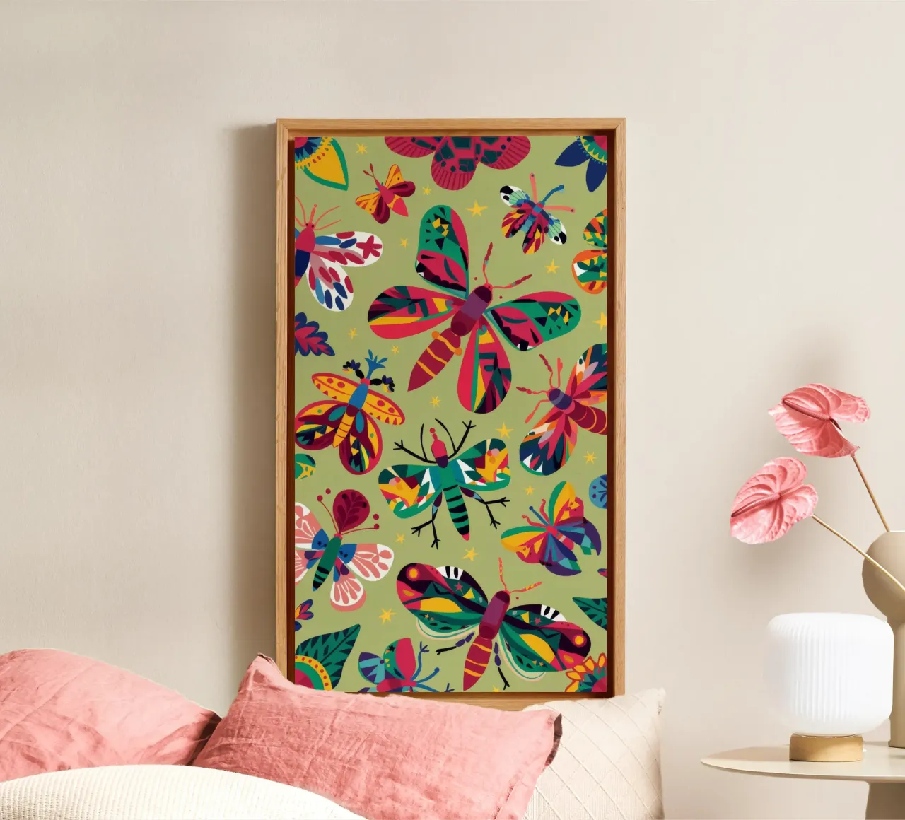 Vlindertuin canvas met Baklijst van Ivory Frame