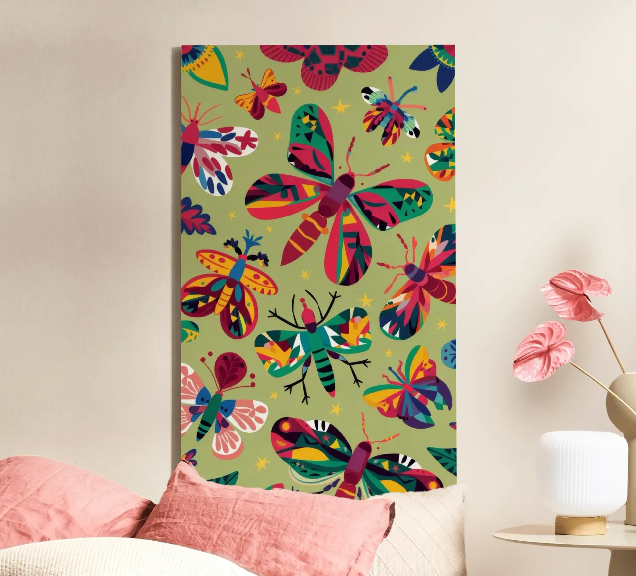 Vlindertuin canvas met Baklijst van Ivory Frame