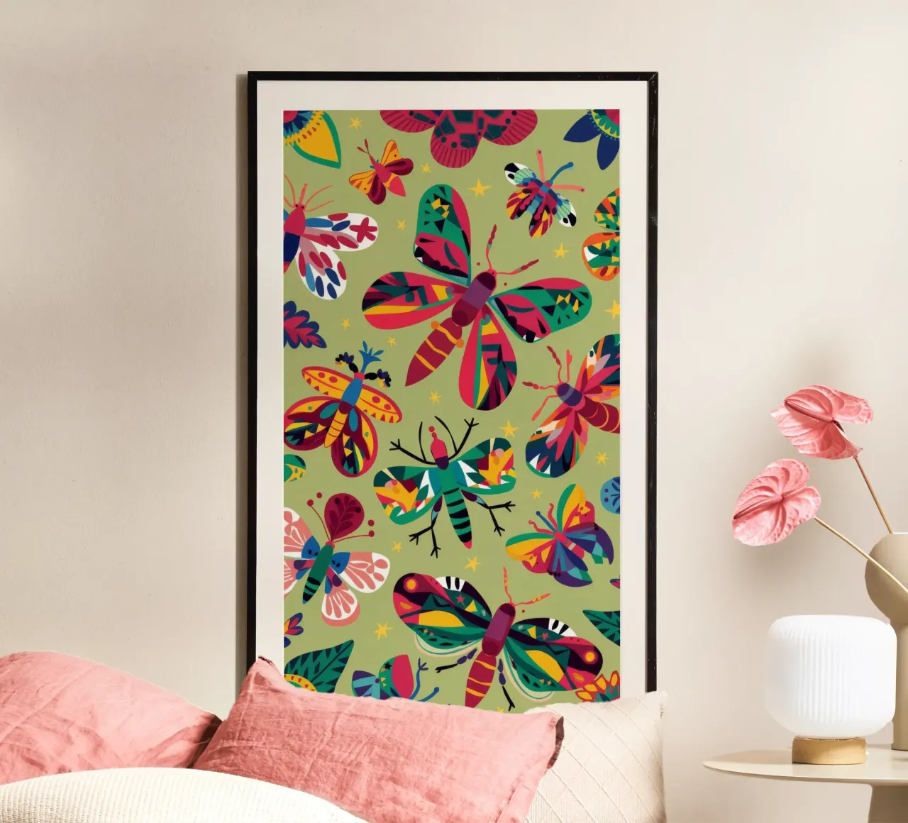 Vlindertuin poster van Ivory Frame