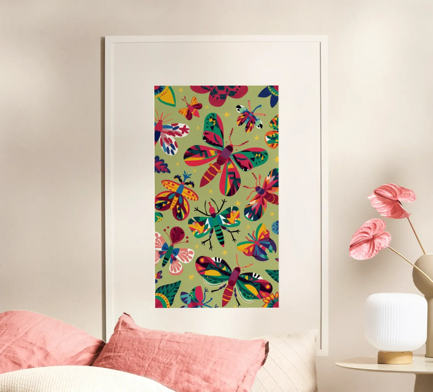 Vlindertuin poster van Ivory Frame